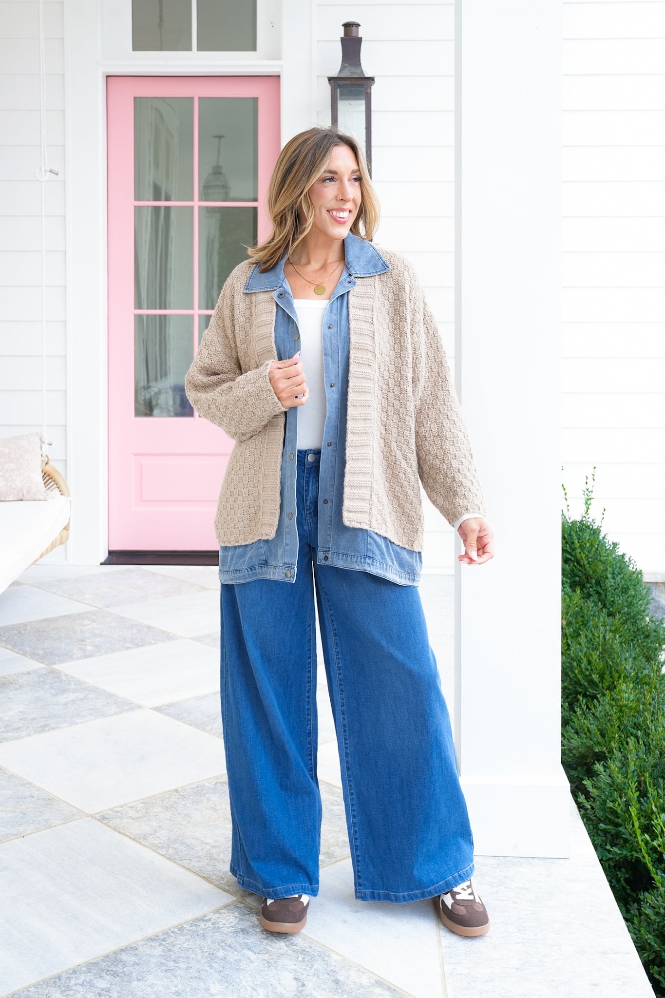 Textured Long Sleeve Layered Cardigan