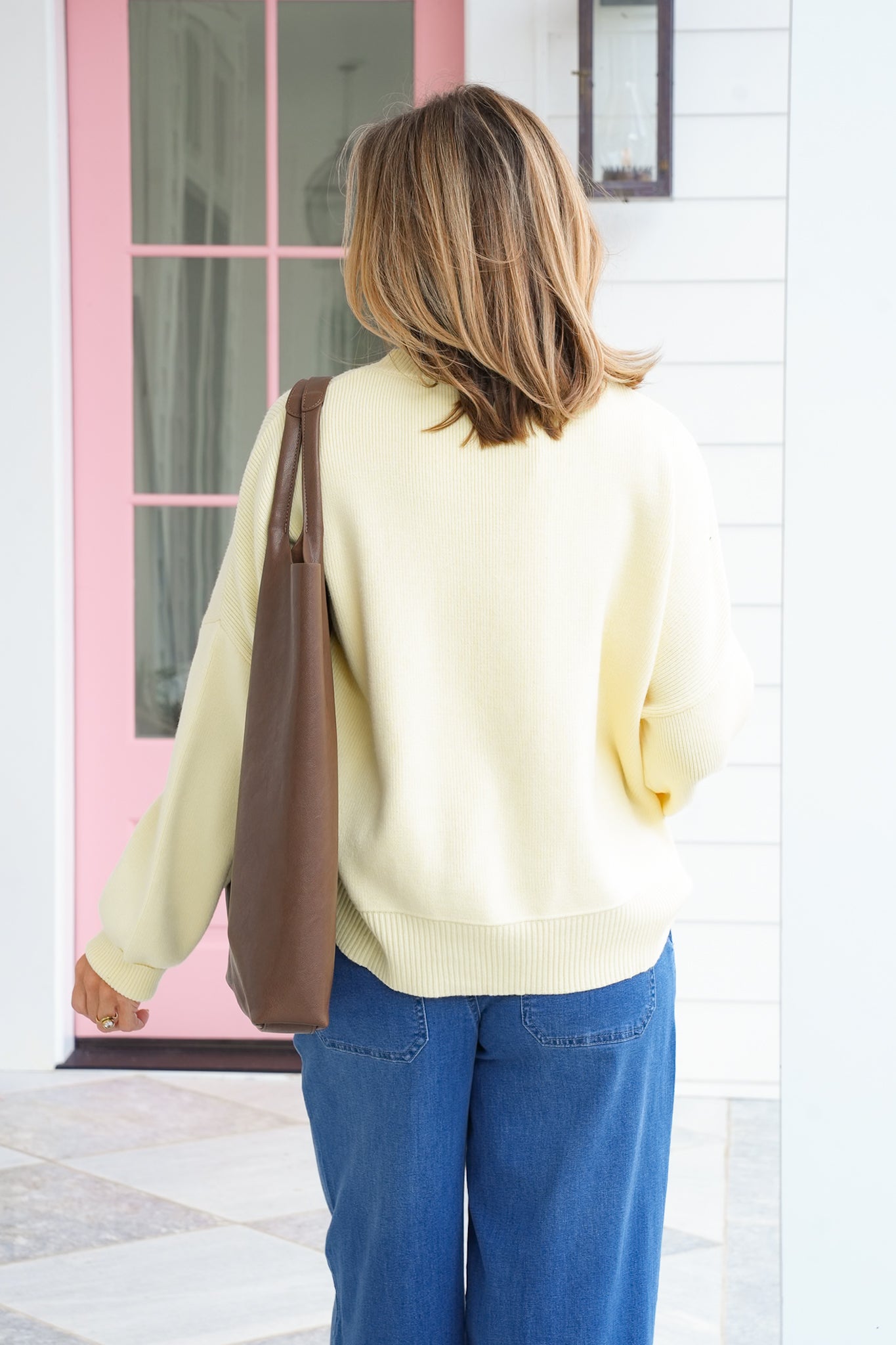 Long Sleeve Drop Shoulder Sweater with Side Slits