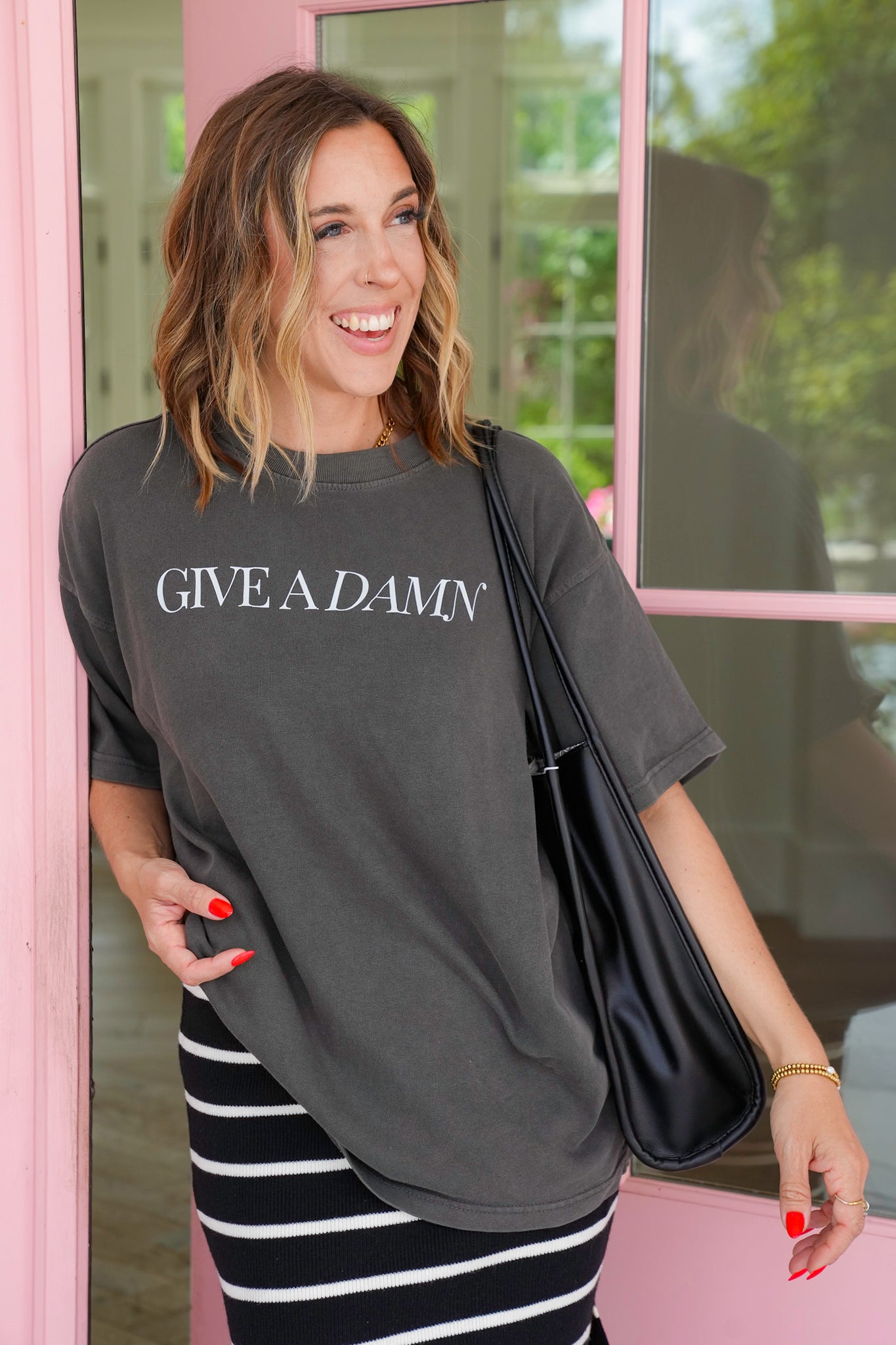 Plus/Reg Short Sleeve "Give A Damn" Graphic Tee