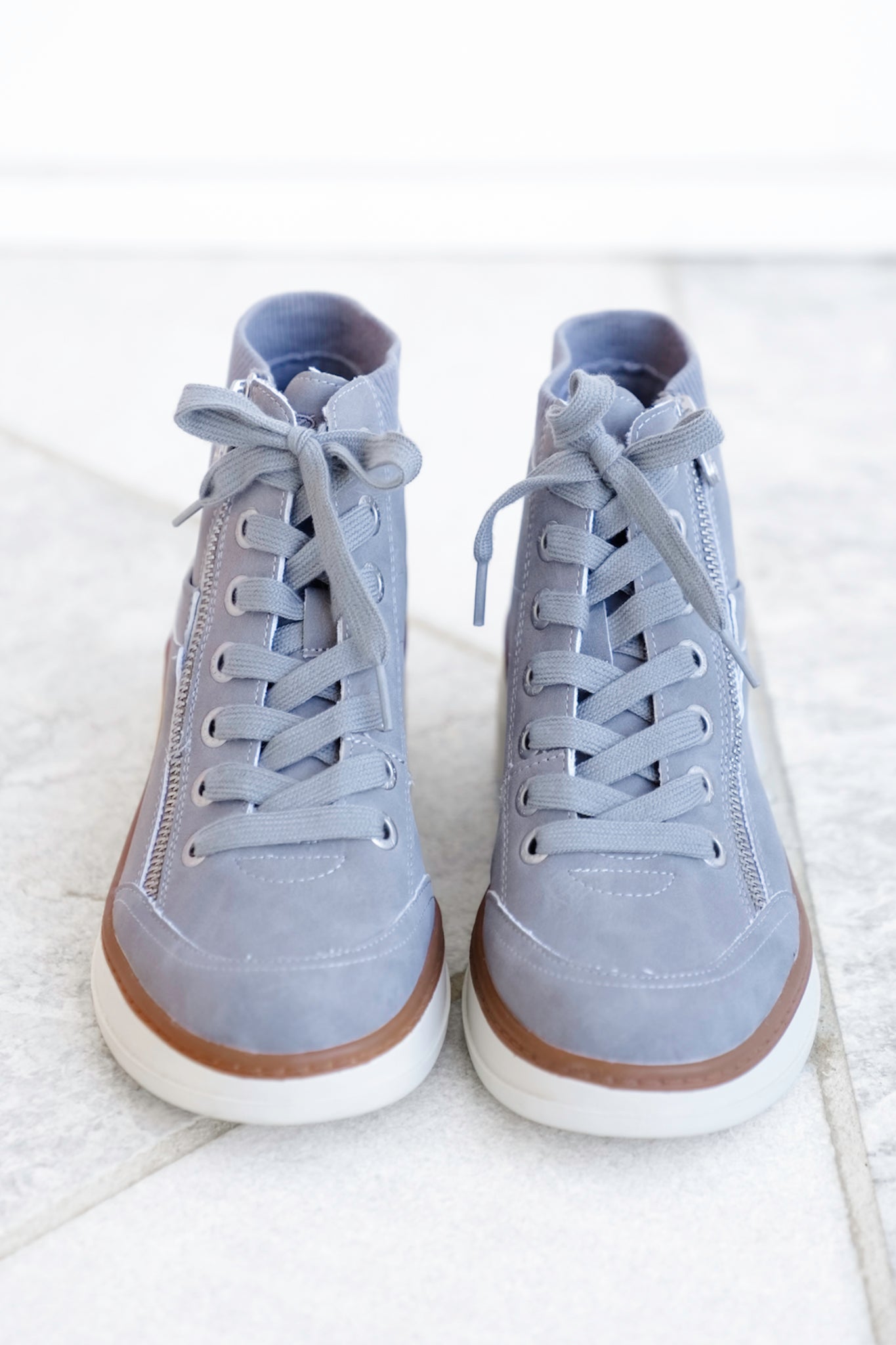 Blowfish Vegan Suede Lace Up Wedge Sneaker Boot with Side Zipper