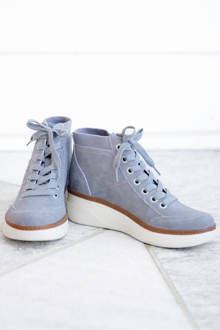 Blowfish Vegan Suede Lace Up Wedge Sneaker Boot with Side Zipper