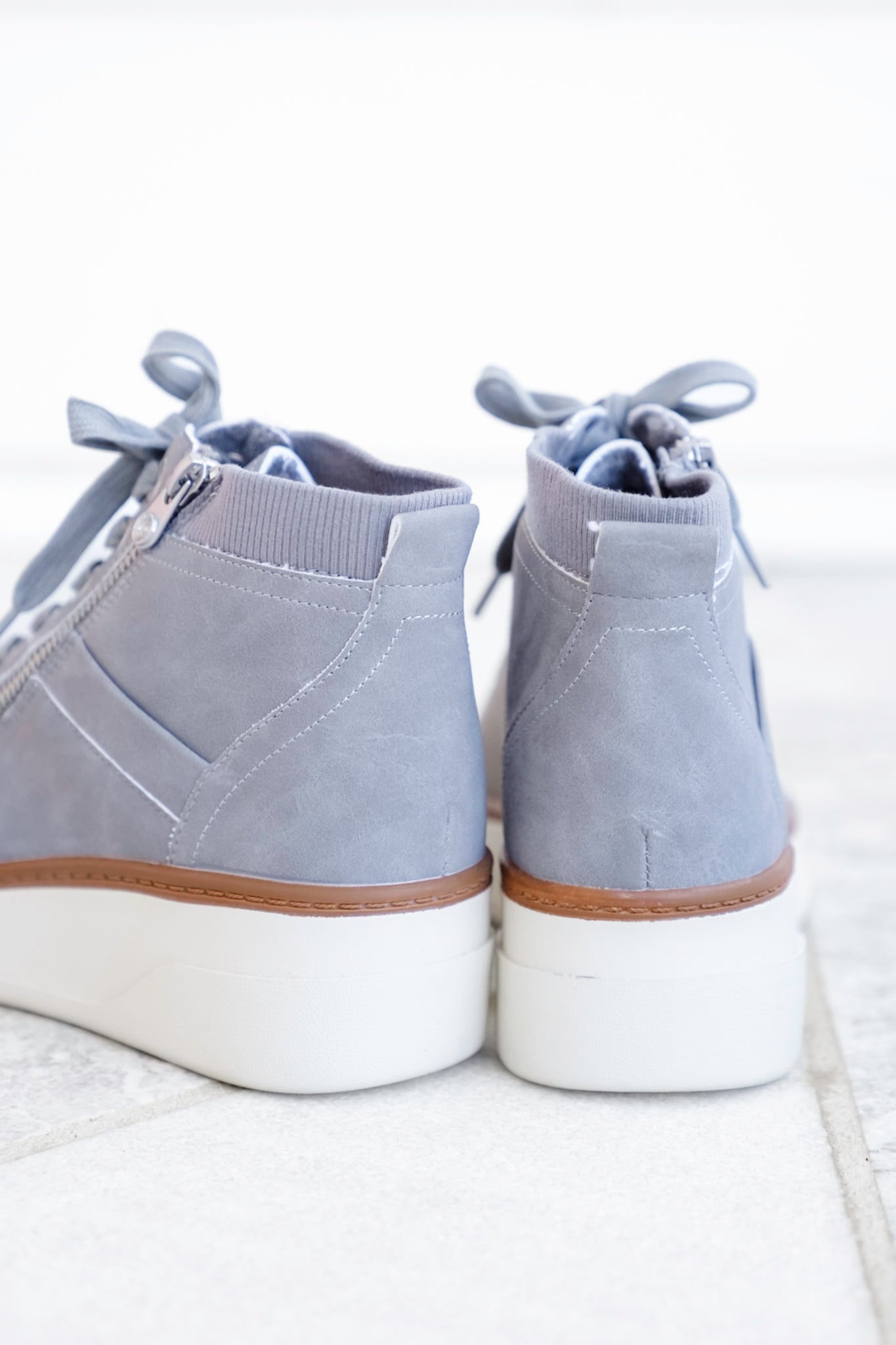 Blowfish Vegan Suede Lace Up Wedge Sneaker Boot with Side Zipper