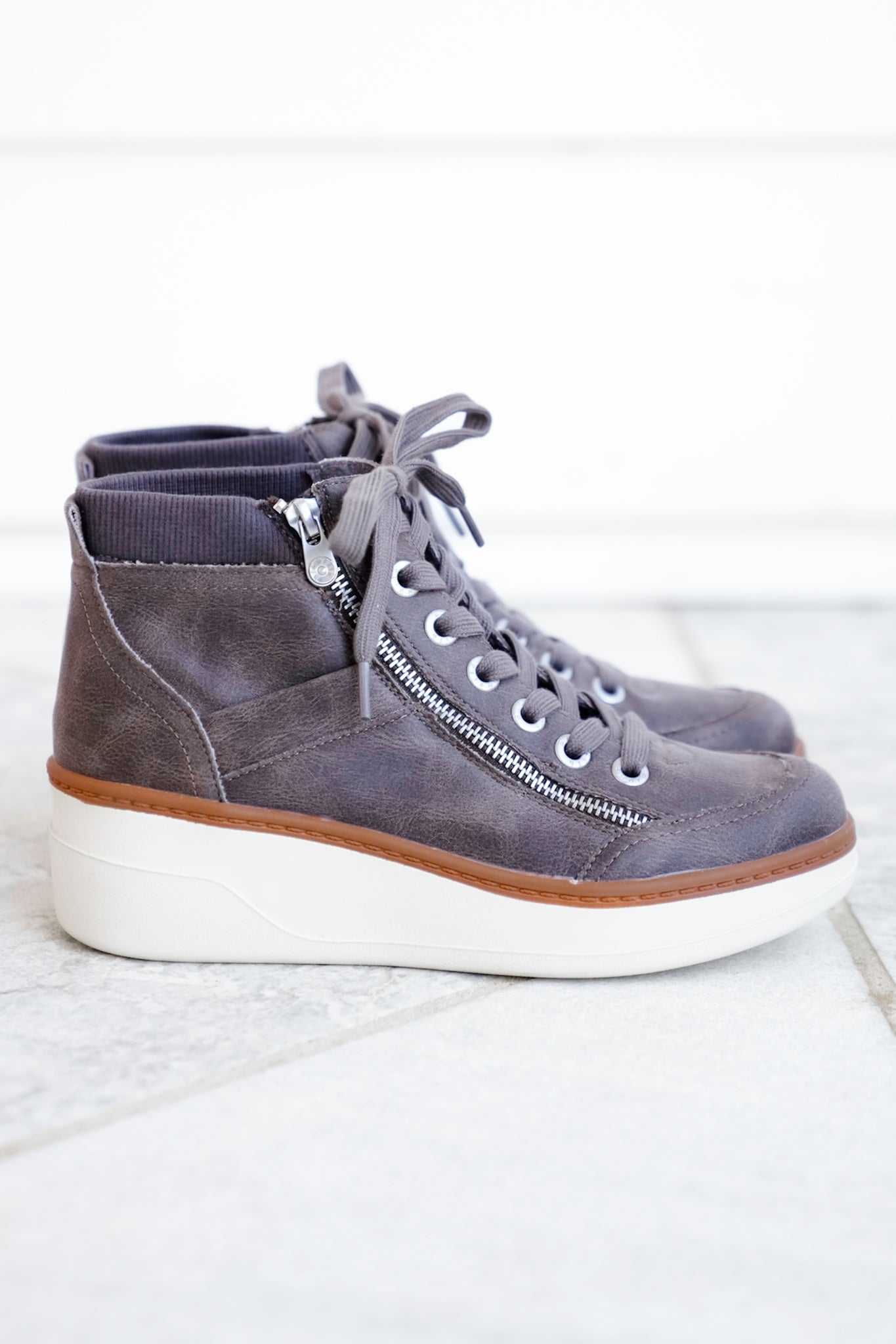 Blowfish Vegan Leather Lace Up Wedge Sneaker Boot with Side Zipper