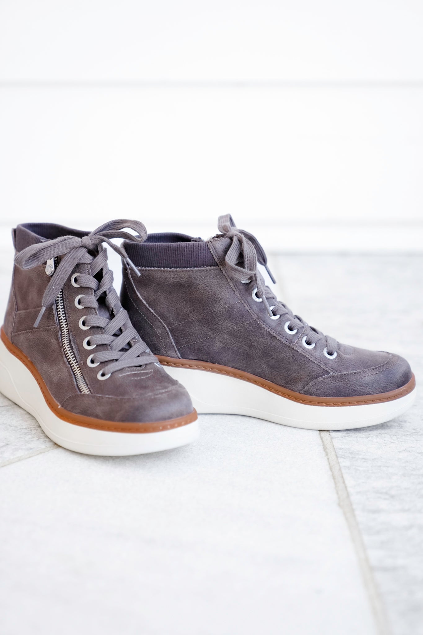 Blowfish Vegan Leather Lace Up Wedge Sneaker Boot with Side Zipper