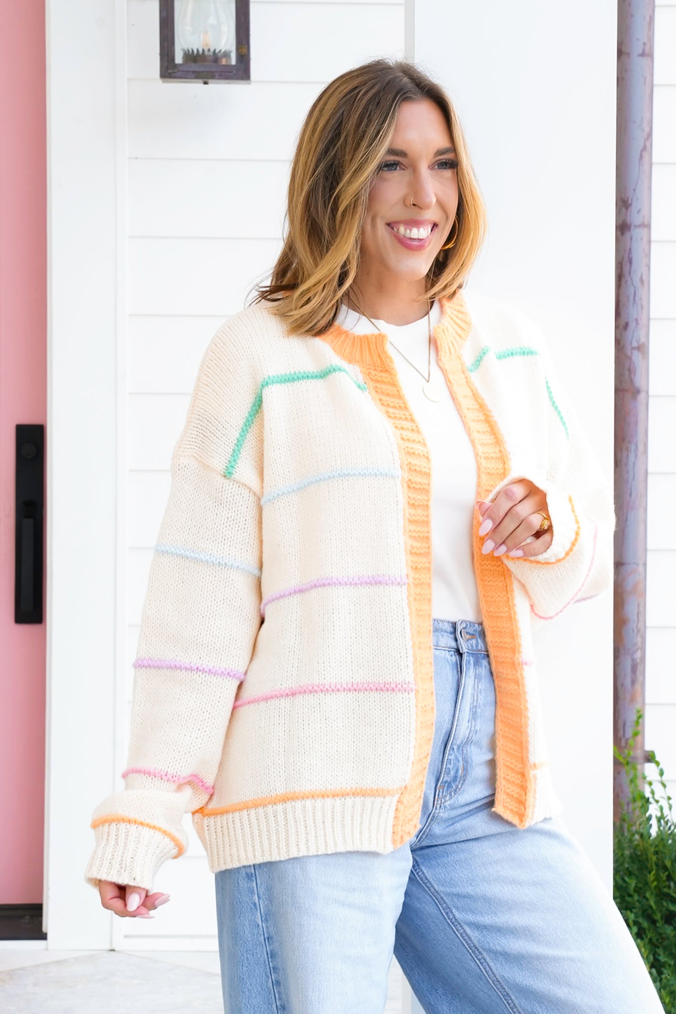 Multicolor Striped Cardigan Sweater