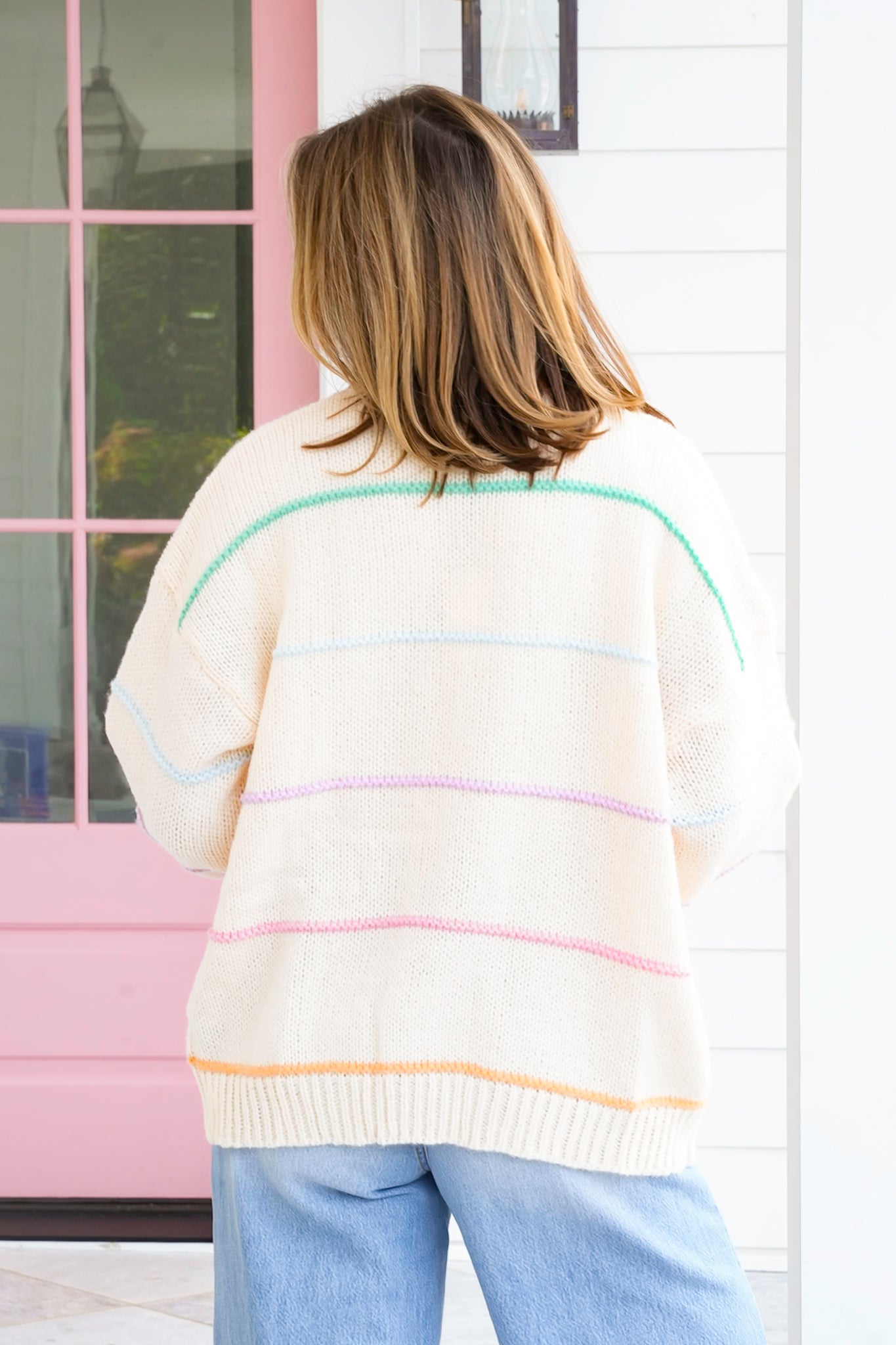 Multicolor Striped Cardigan Sweater
