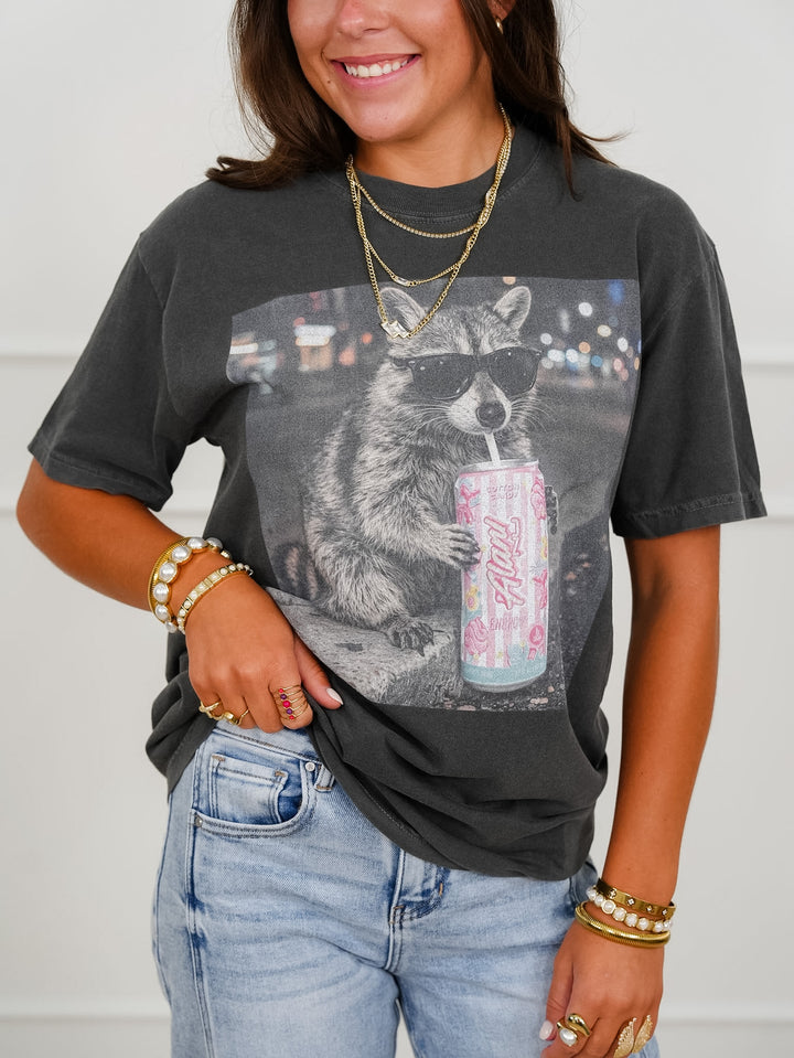 Plus/Reg Short Sleeve Raccoon Alani Graphic Tee