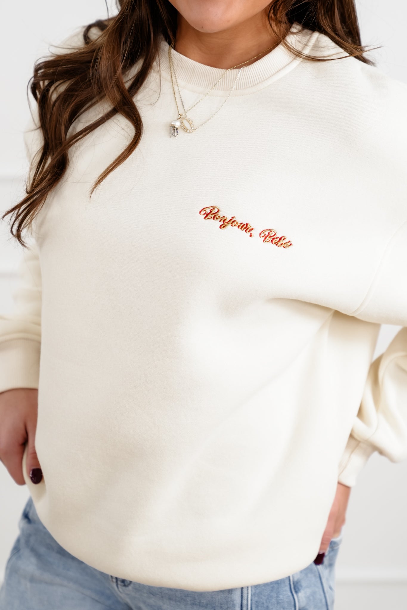 Long Sleeve "Bonjour Bebe" Pullover Sweatshirts