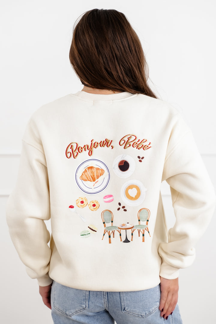 Long Sleeve "Bonjour Bebe" Pullover Sweatshirts