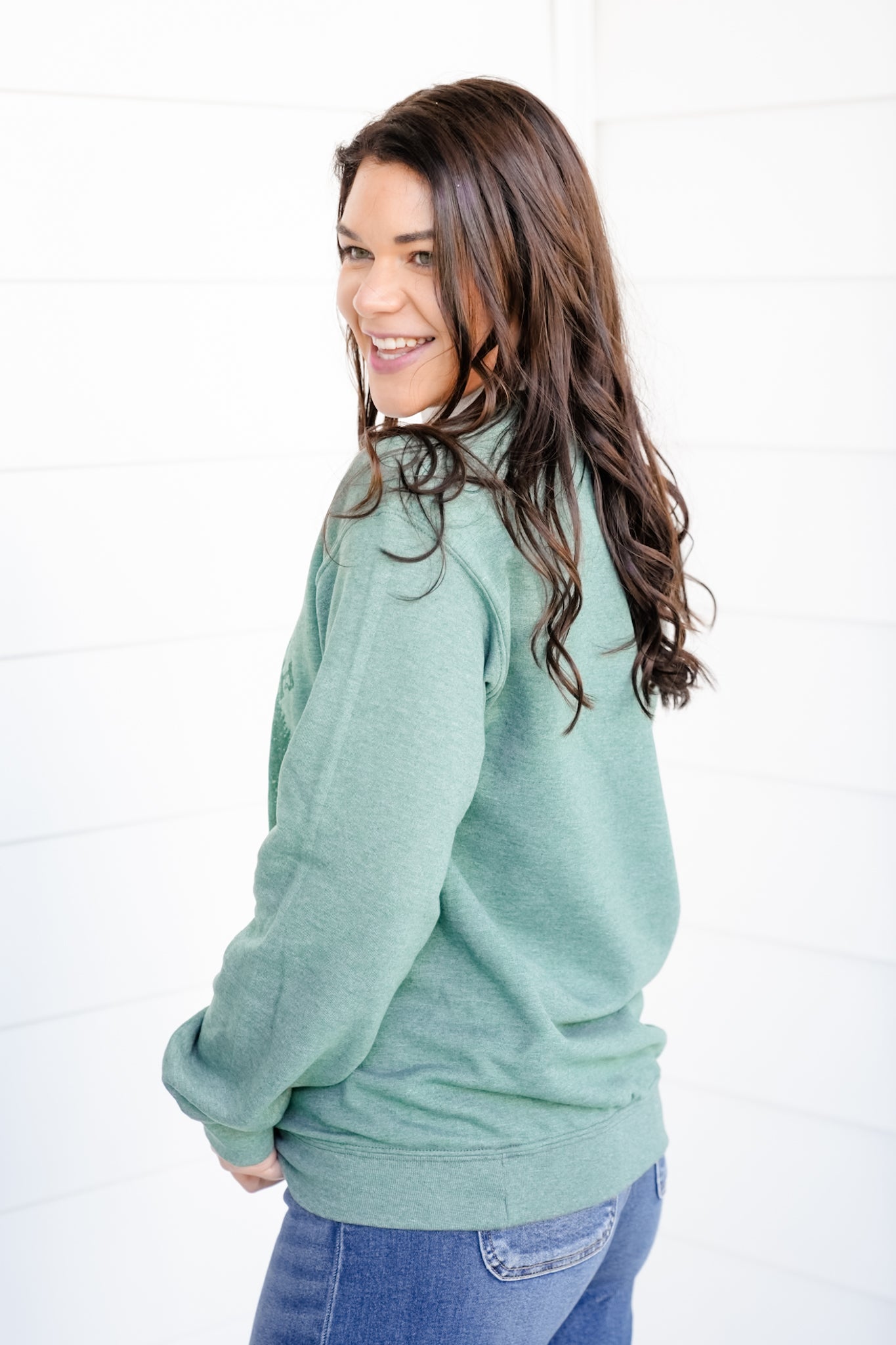 Plus/Reg Long Sleeve "North Pole Christmas Tree Farm" Graphic Sweatshirt