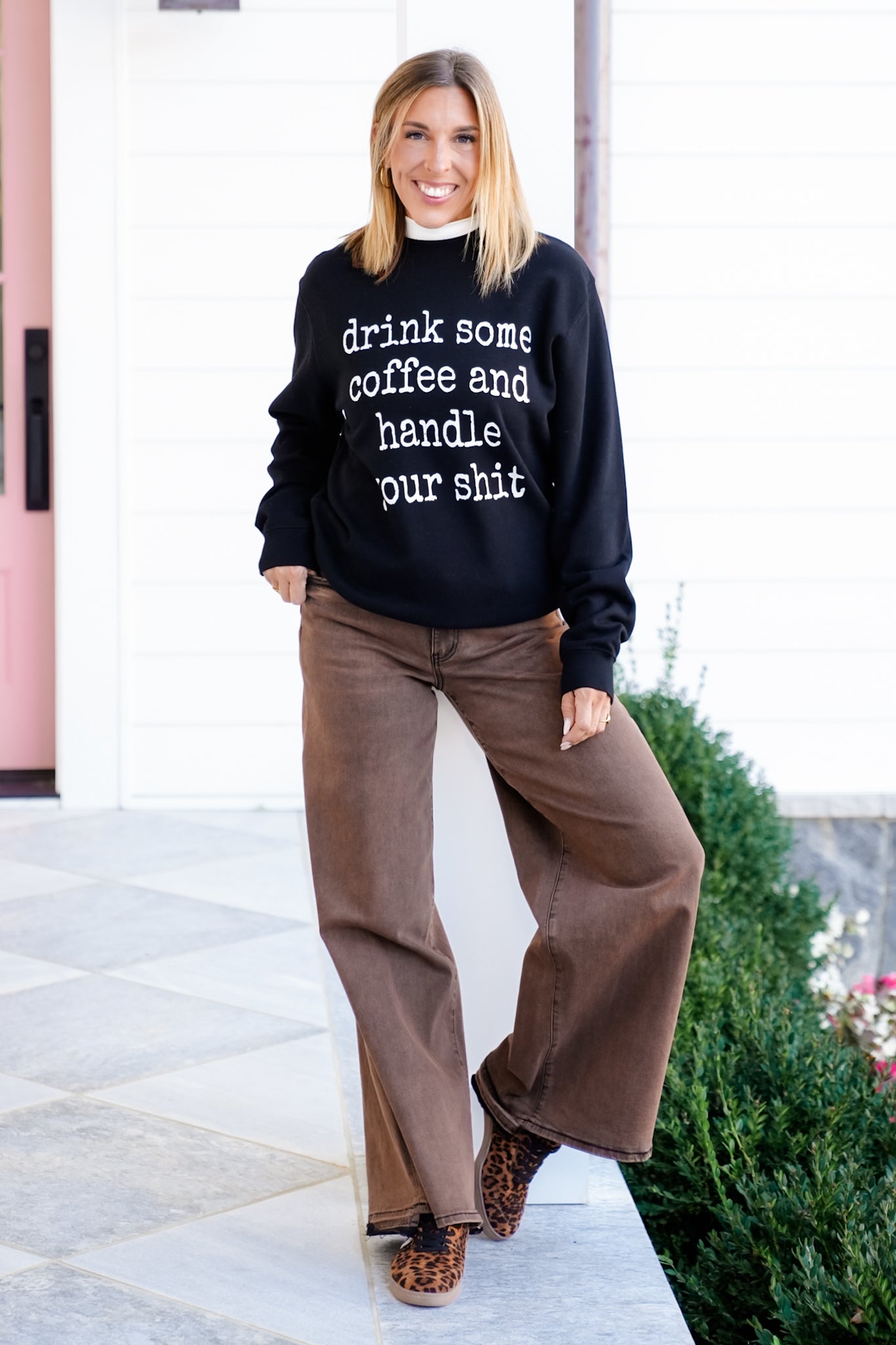 Plus/Reg Long Sleeve "Handle Your Shit" Graphic Sweatshirt