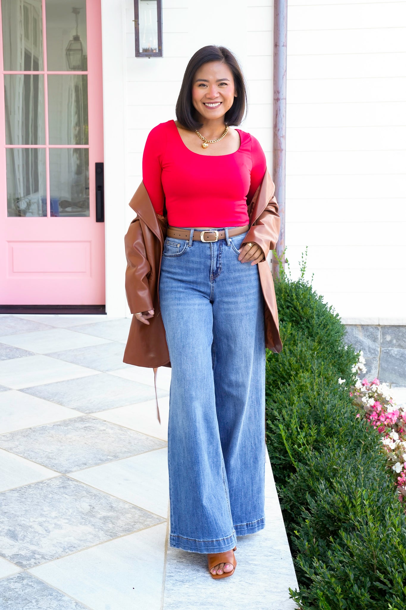 Solid Long Sleeve Scoop Neck Crop Top