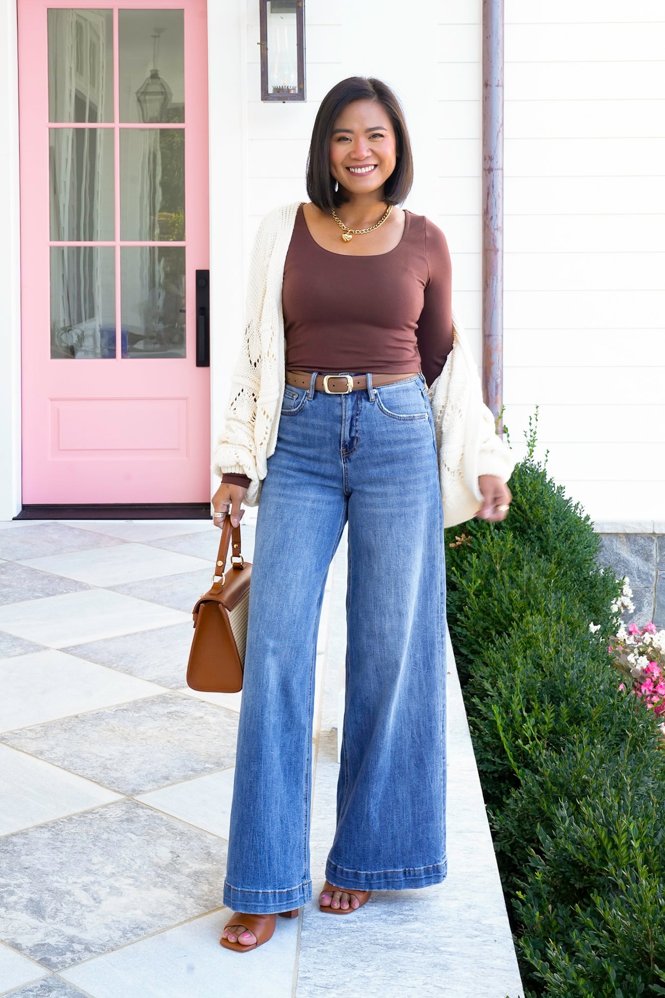 Solid Long Sleeve Scoop Neck Crop Top