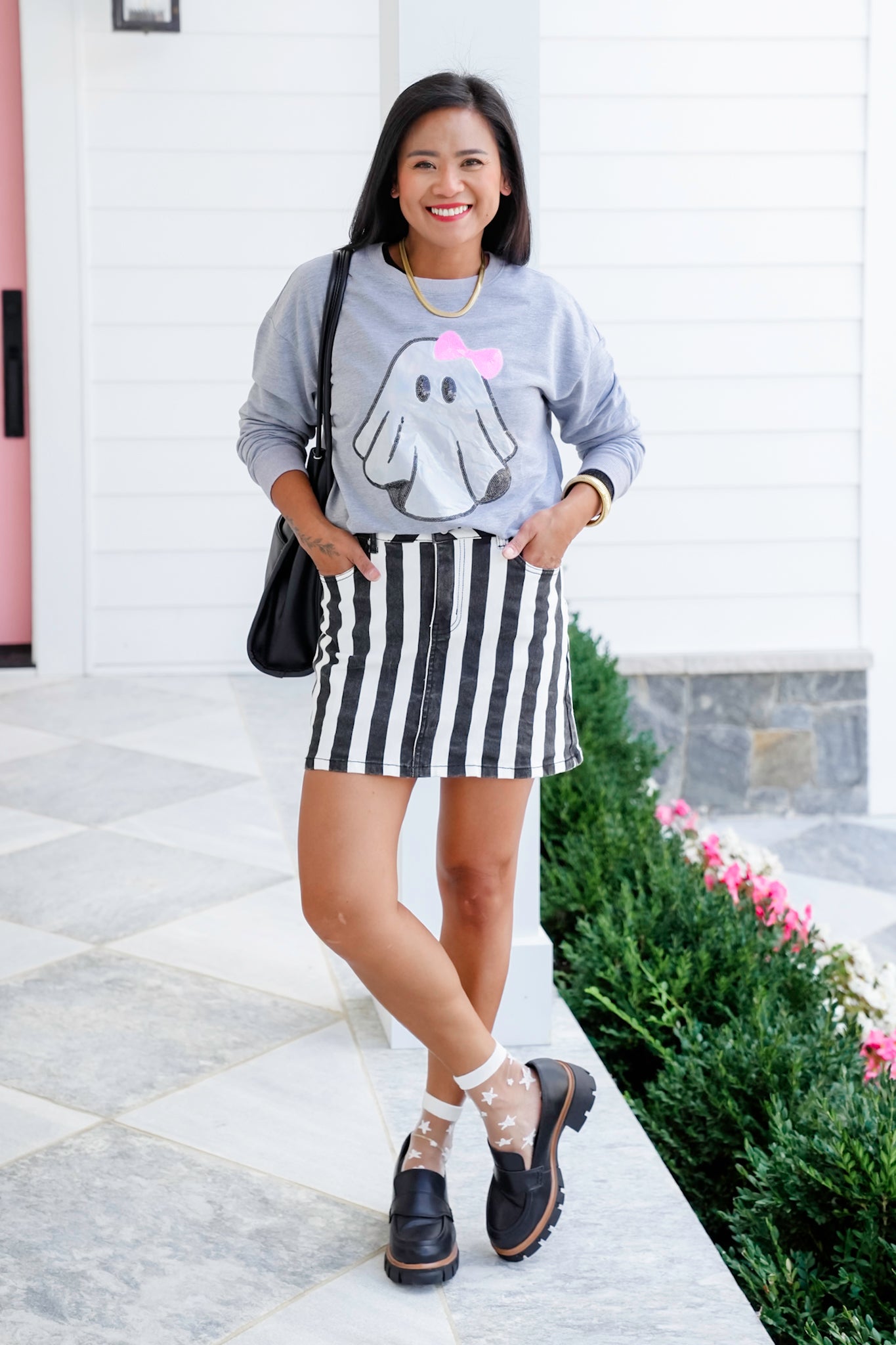 Restock! Plus/Reg Striped Mini Skirt with Pockets