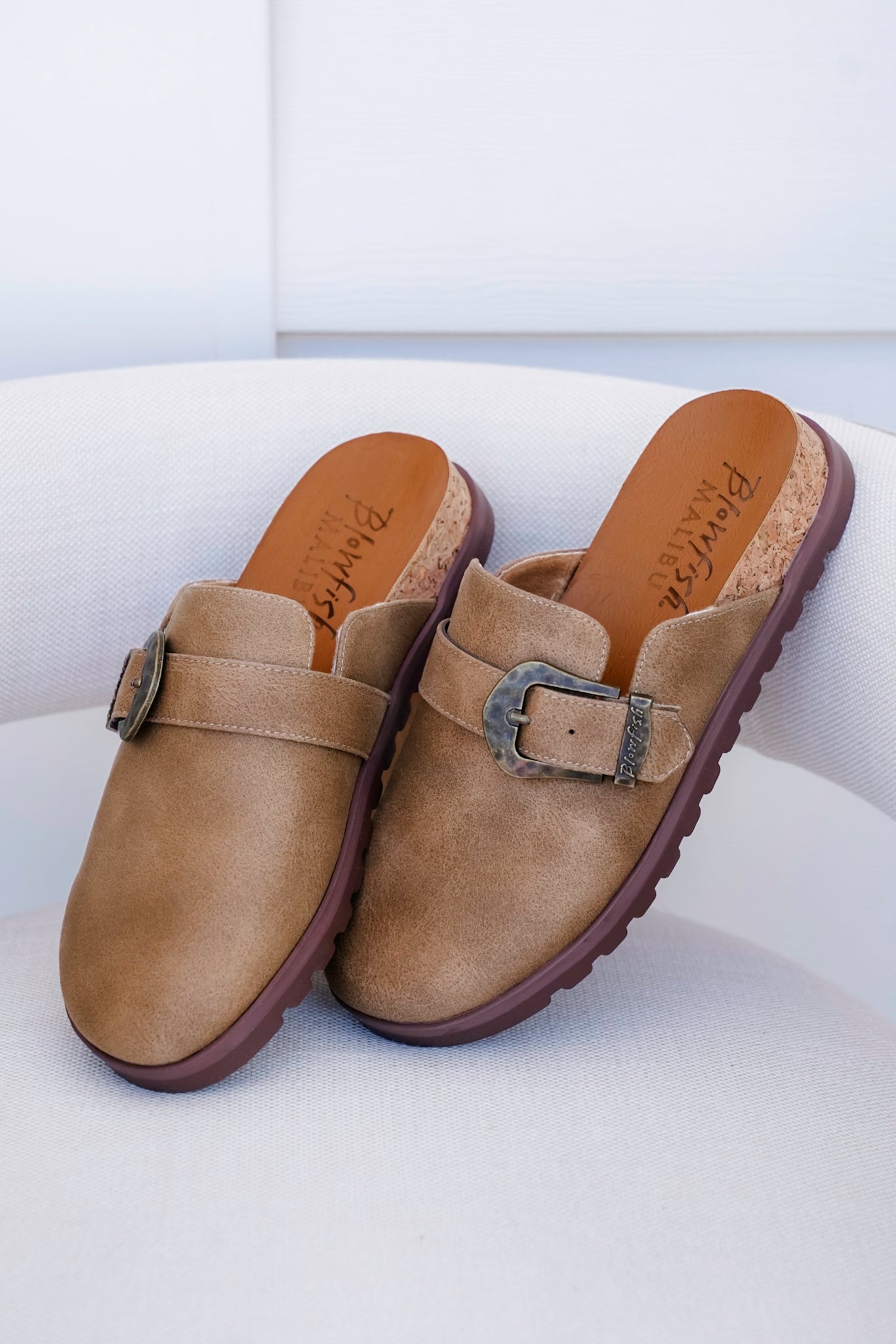 Blowfish Slip On Vegan Suede Mule Sandal with Oversized Buckle
