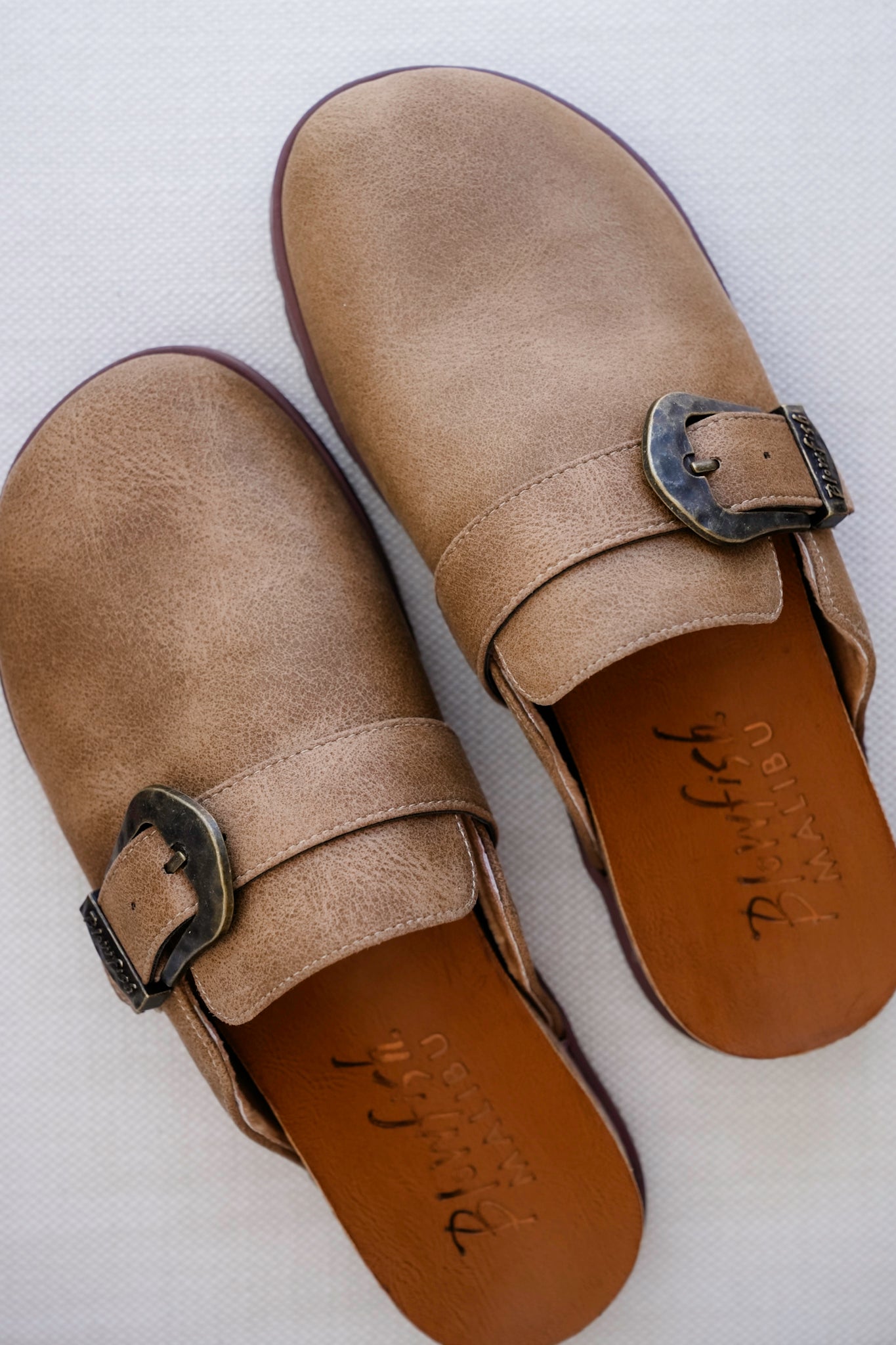 Blowfish Slip On Vegan Suede Mule Sandal with Oversized Buckle