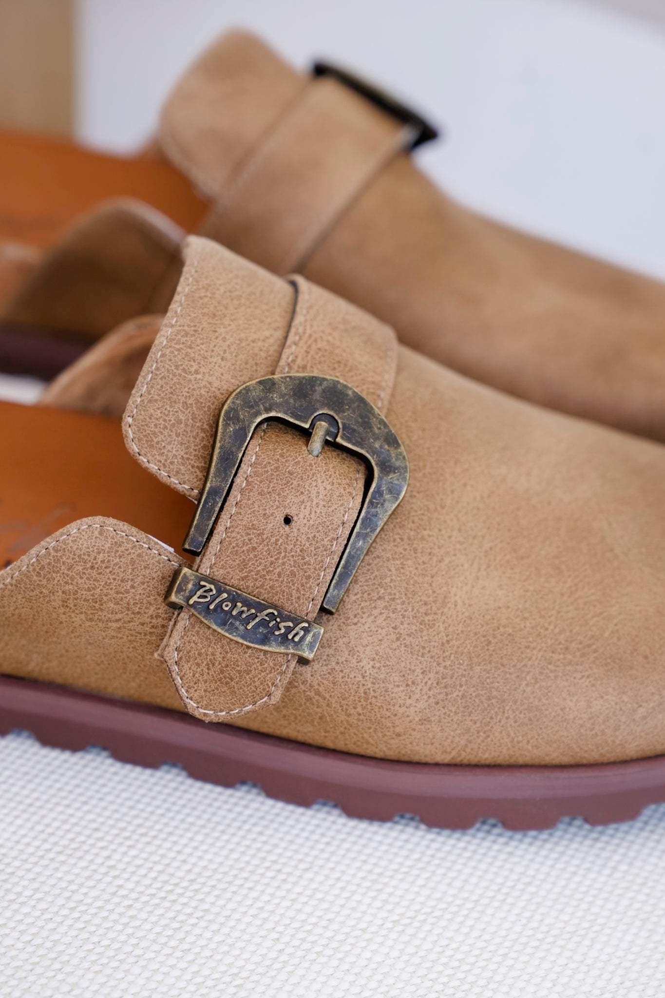 Blowfish Slip On Vegan Suede Mule Sandal with Oversized Buckle