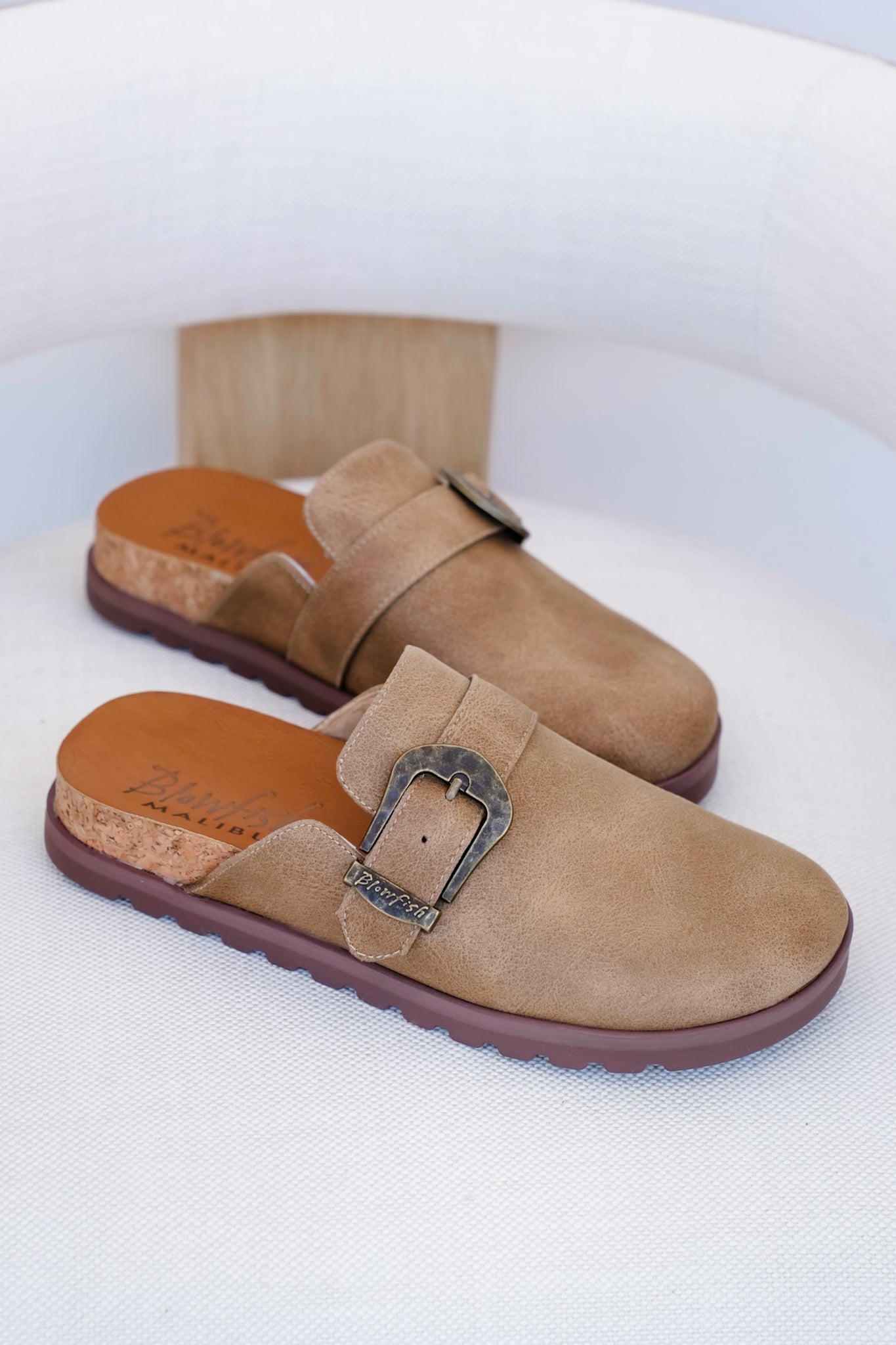 Blowfish Slip On Vegan Suede Mule Sandal with Oversized Buckle