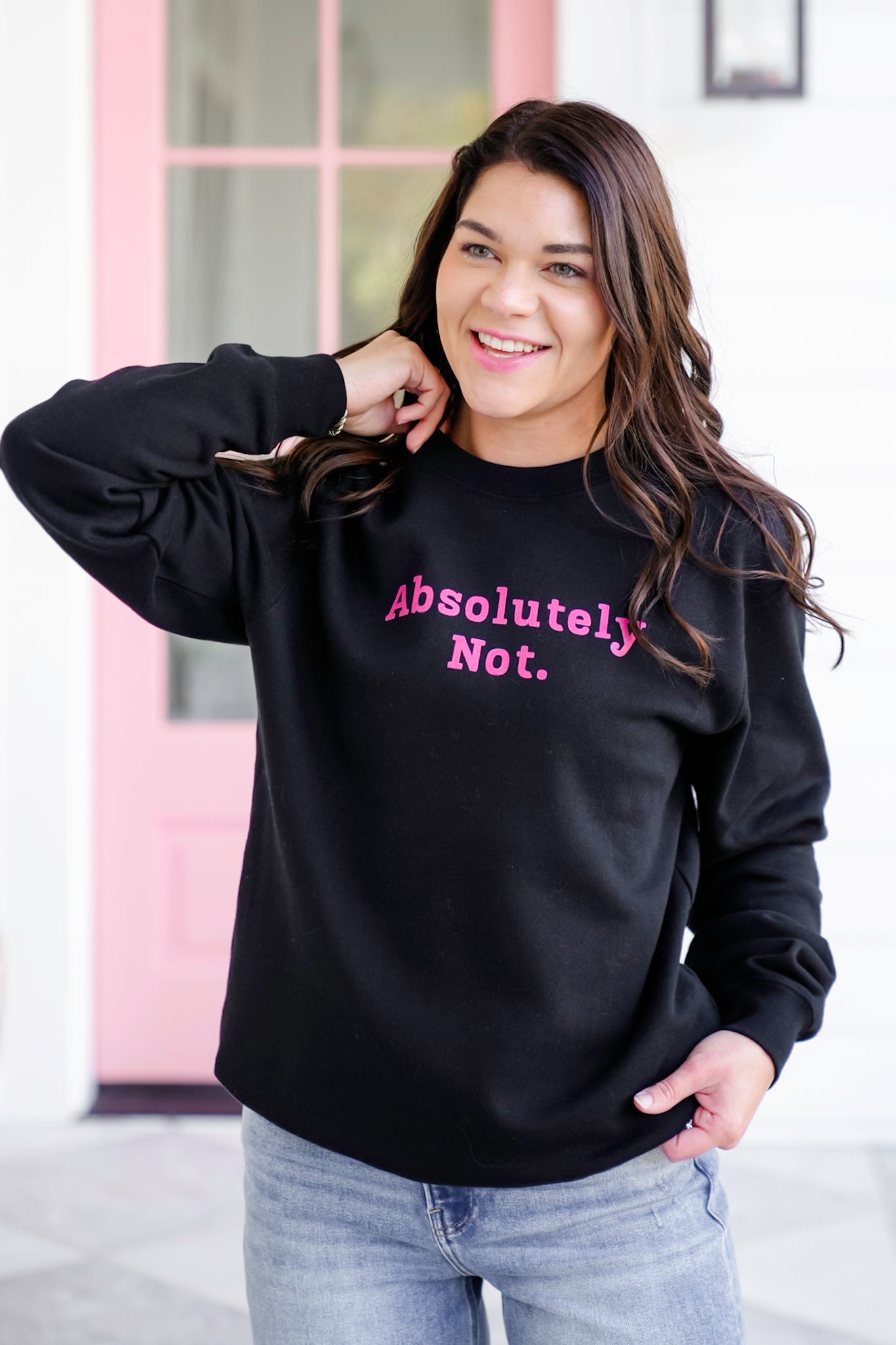 Plus/Reg Long Sleeve "Absolutely Not" Graphic Sweatshirt