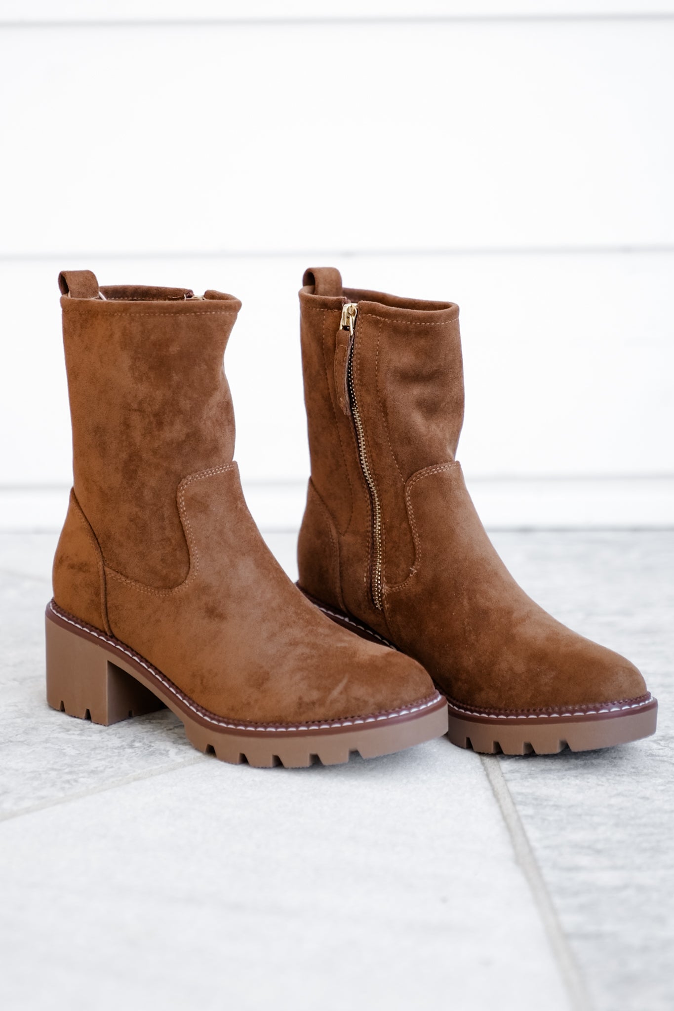 MIA Vegan Suede Chunky Heel Boot