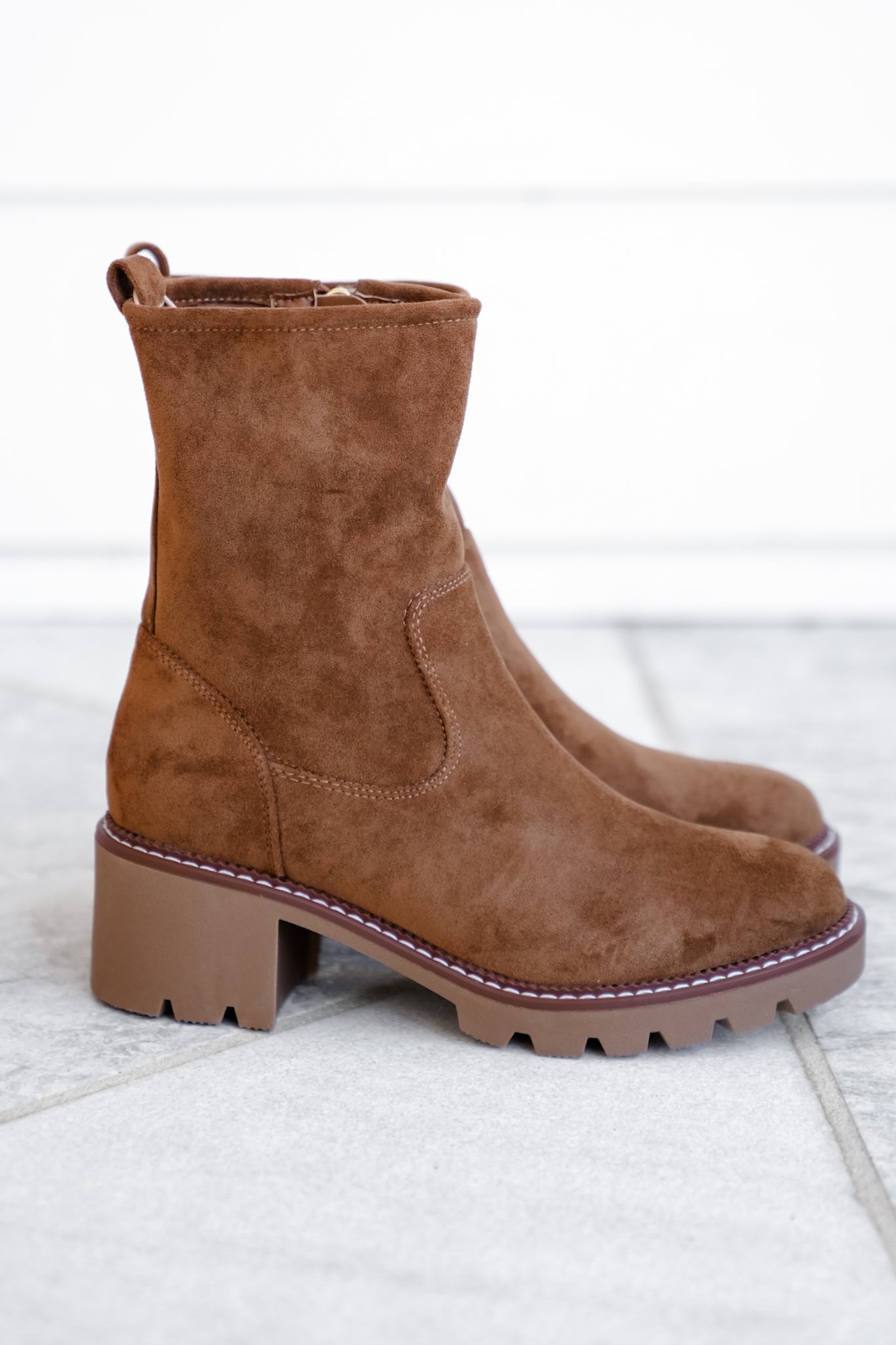 MIA Vegan Suede Chunky Heel Boot