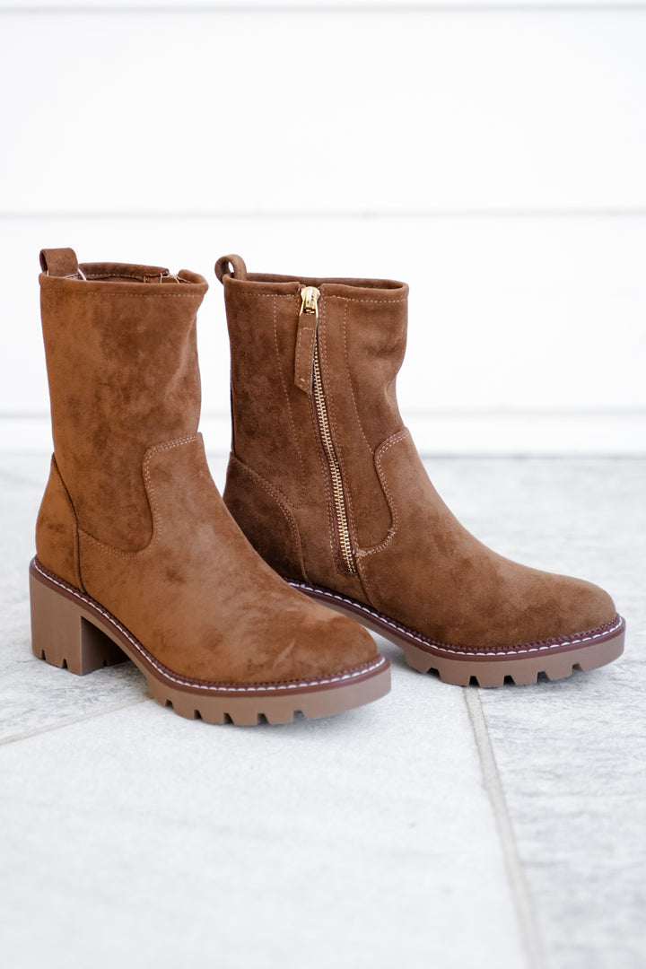 MIA Vegan Suede Chunky Heel Boot
