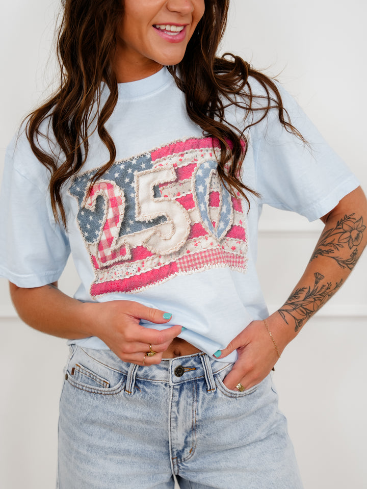Plus/Reg Short Sleeve 250 Years American Flag Graphic Tee