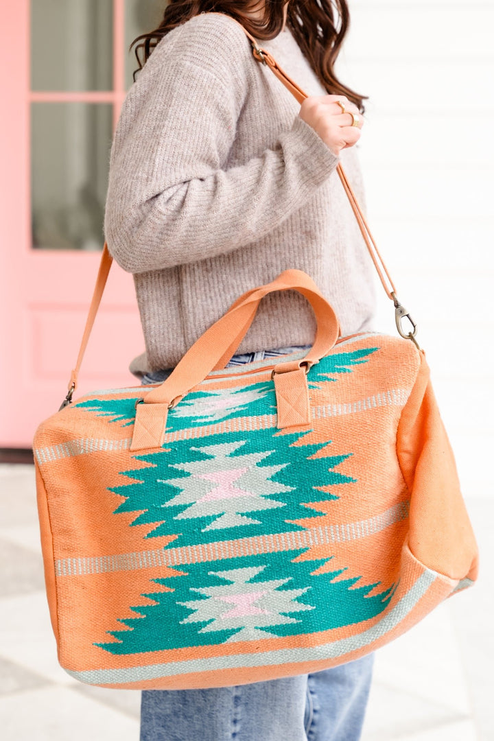 Orange, Green & Pink Aztec Duffel - Freckled Poppy