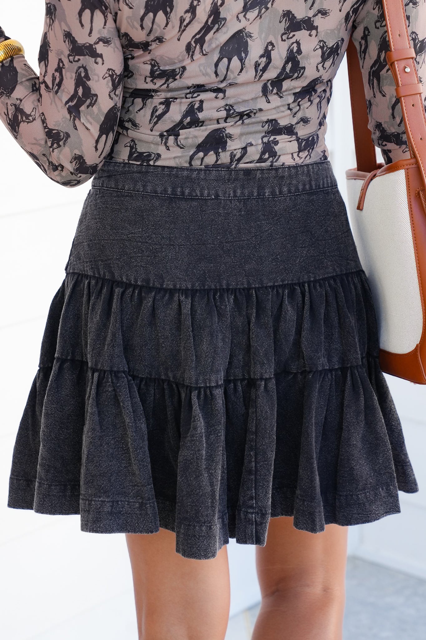 Black Button Down Mini Skirt