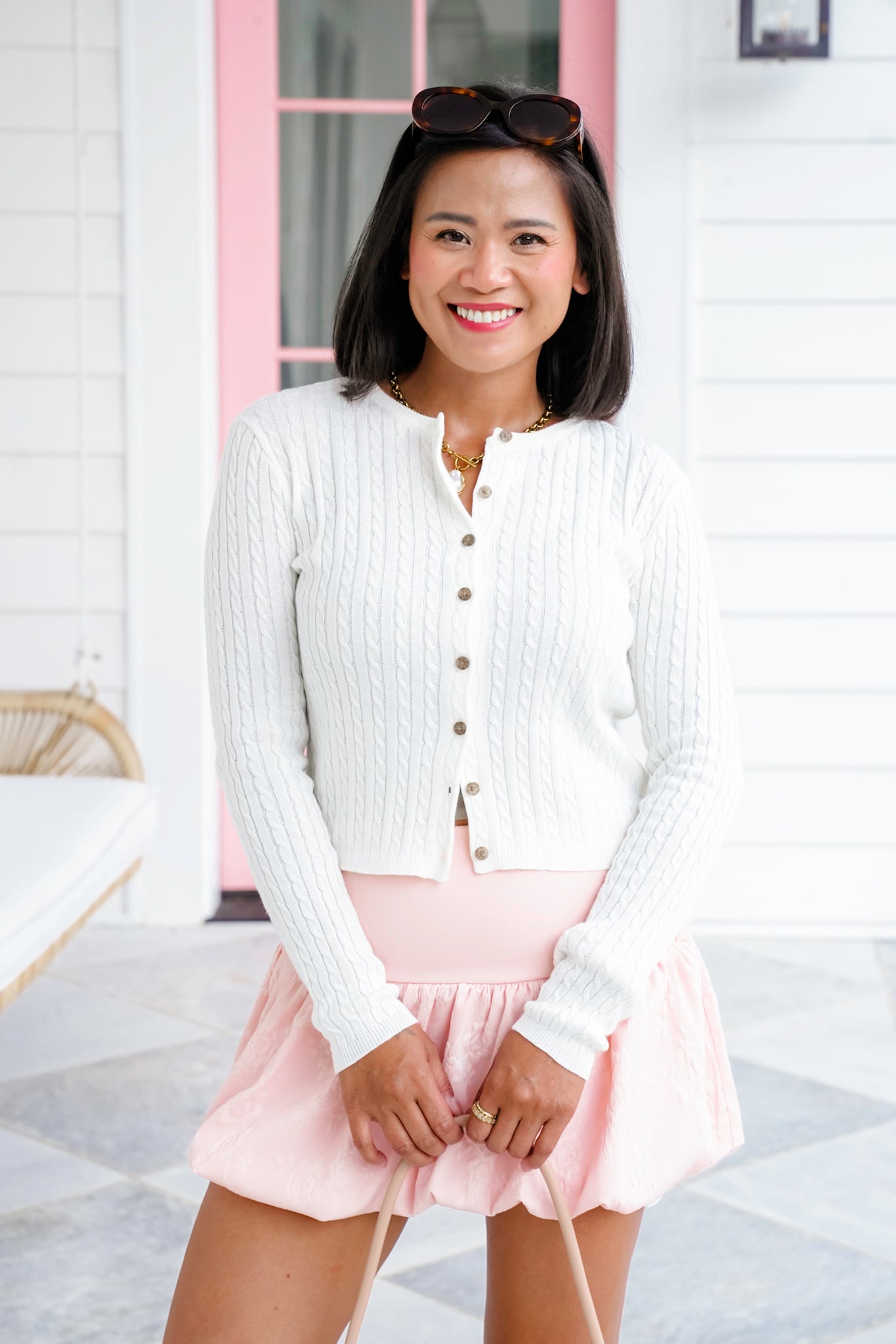 Cable Knit Long Sleeve Button Down Cardigan