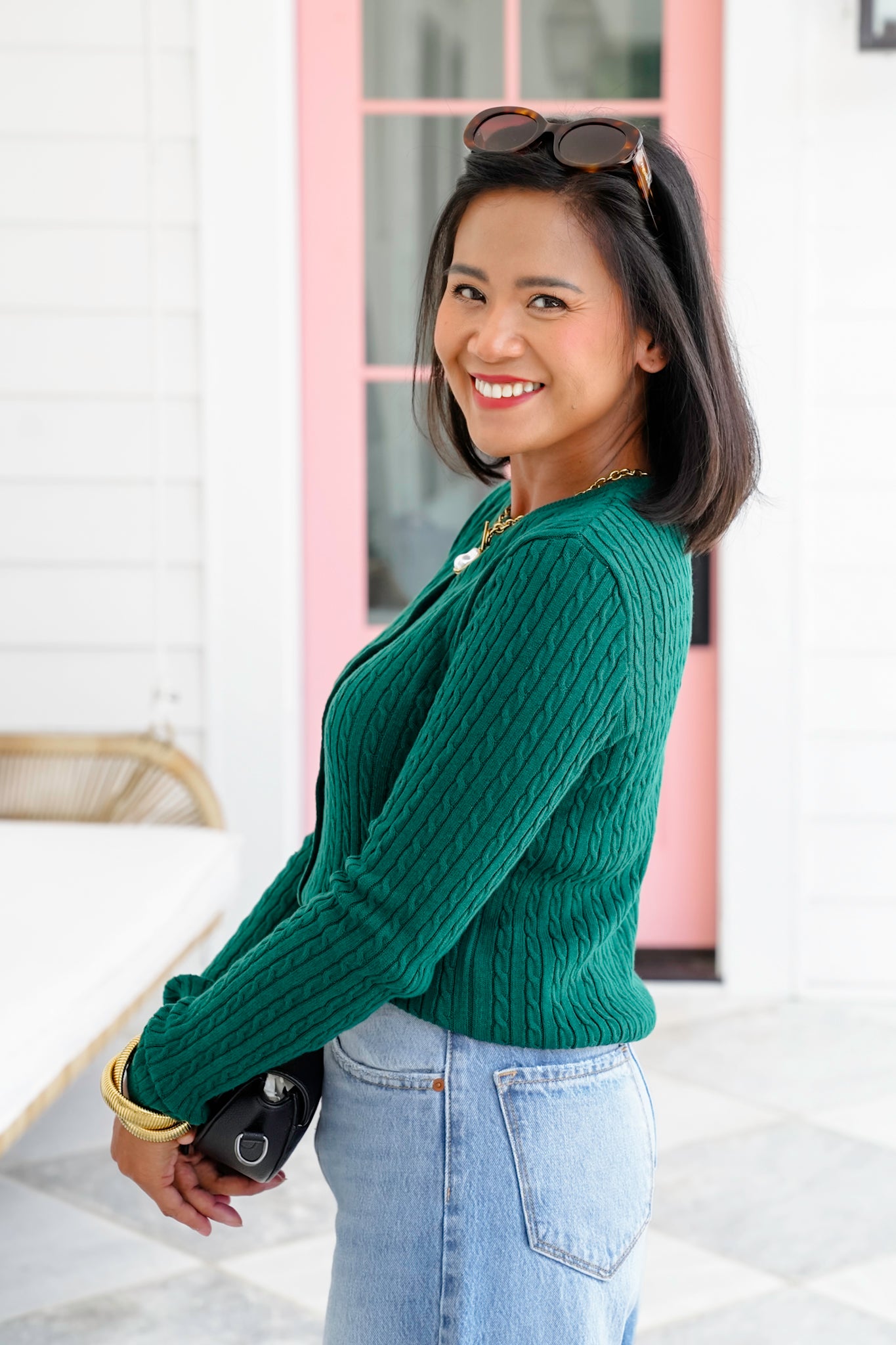 Cable Knit Long Sleeve Button Down Cardigan