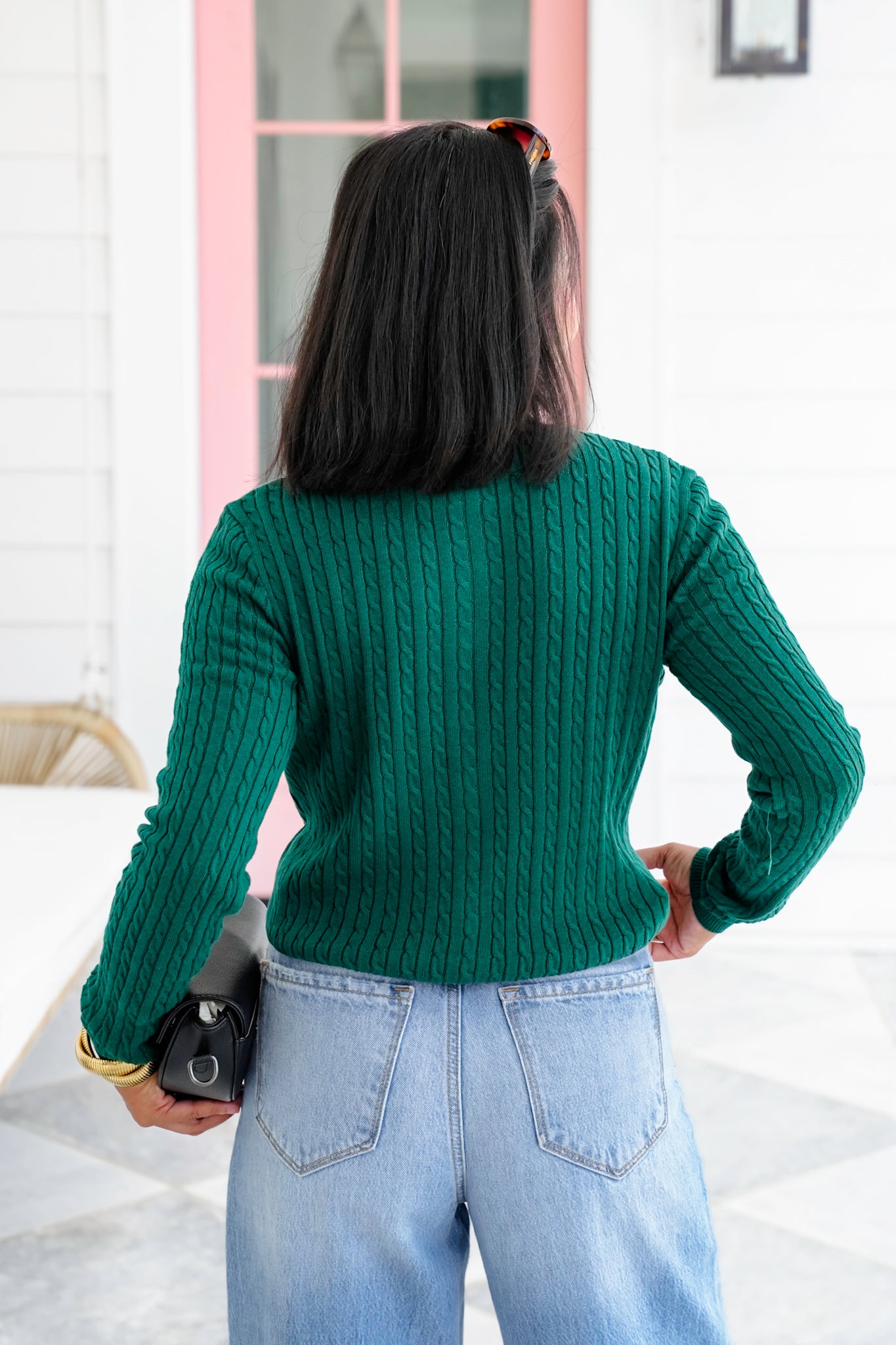 Cable Knit Long Sleeve Button Down Cardigan