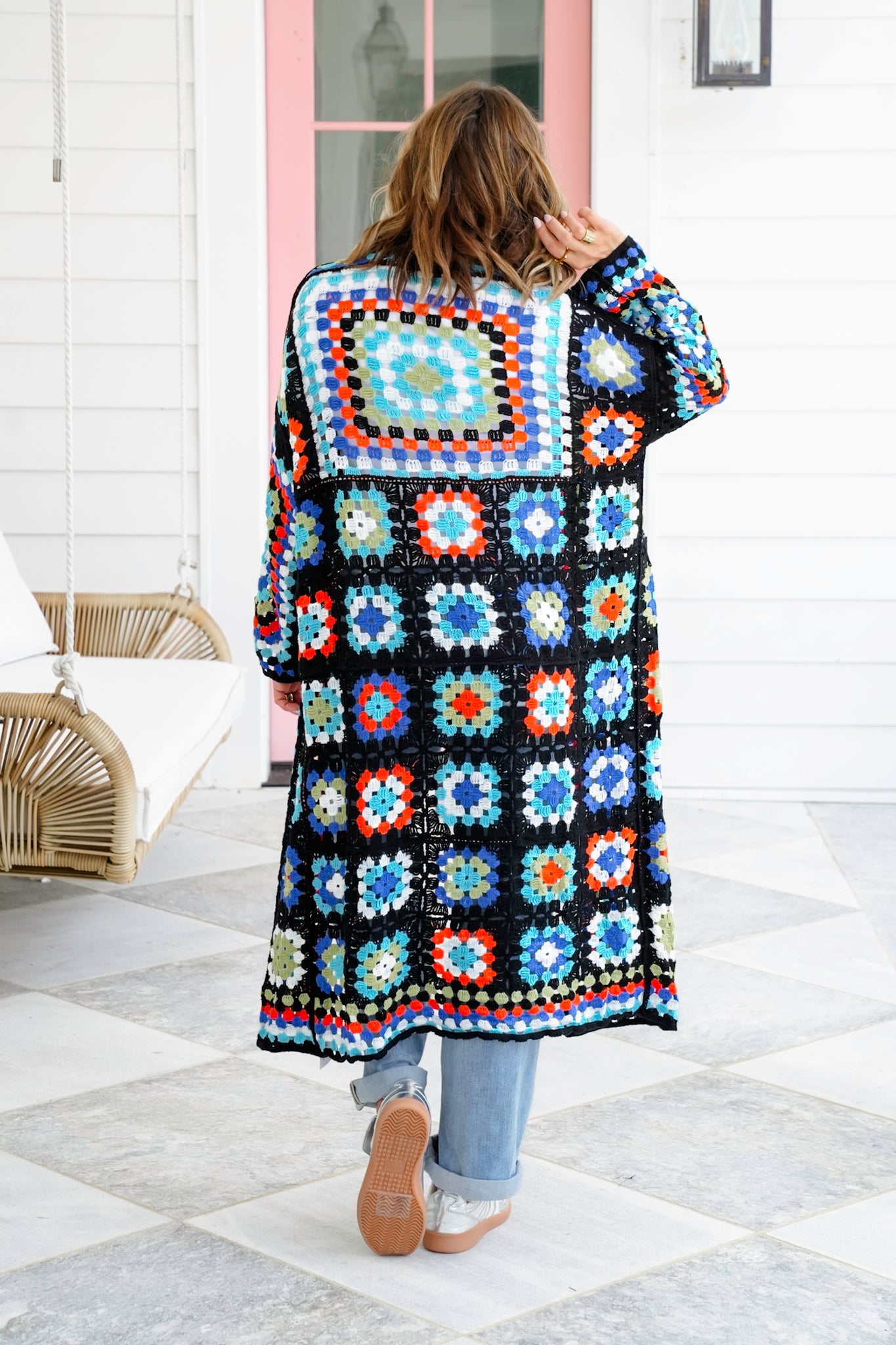 Restock! POL Multi Color Crochet Open Cardigan