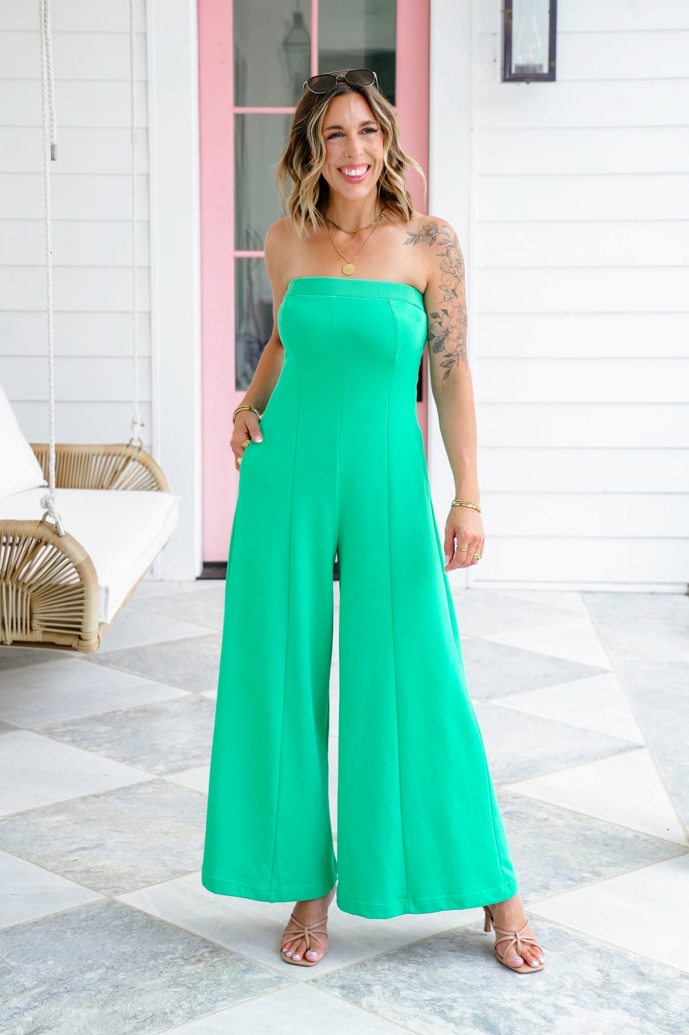 Plus/Reg Sleeveless Wide Leg Knit Jumpsuit