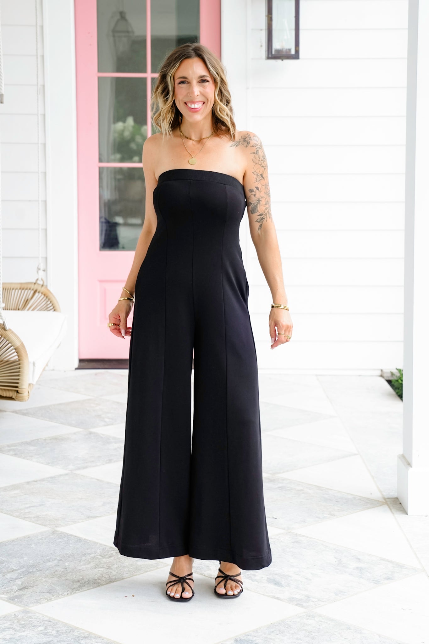 Plus/Reg Sleeveless Wide Leg Knit Jumpsuit
