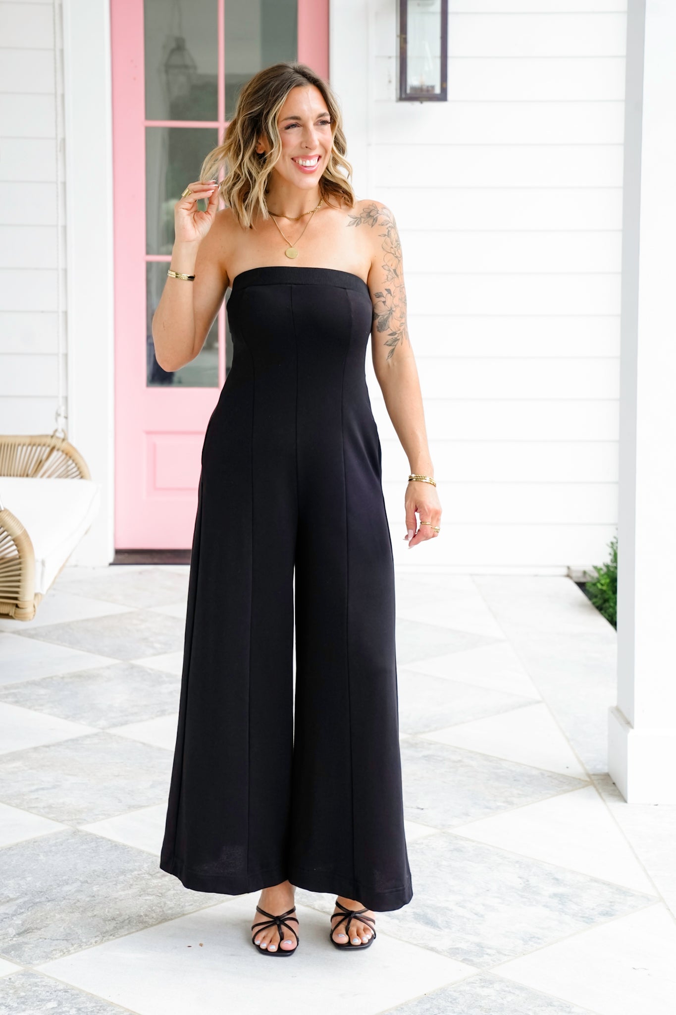 Plus/Reg Sleeveless Wide Leg Knit Jumpsuit