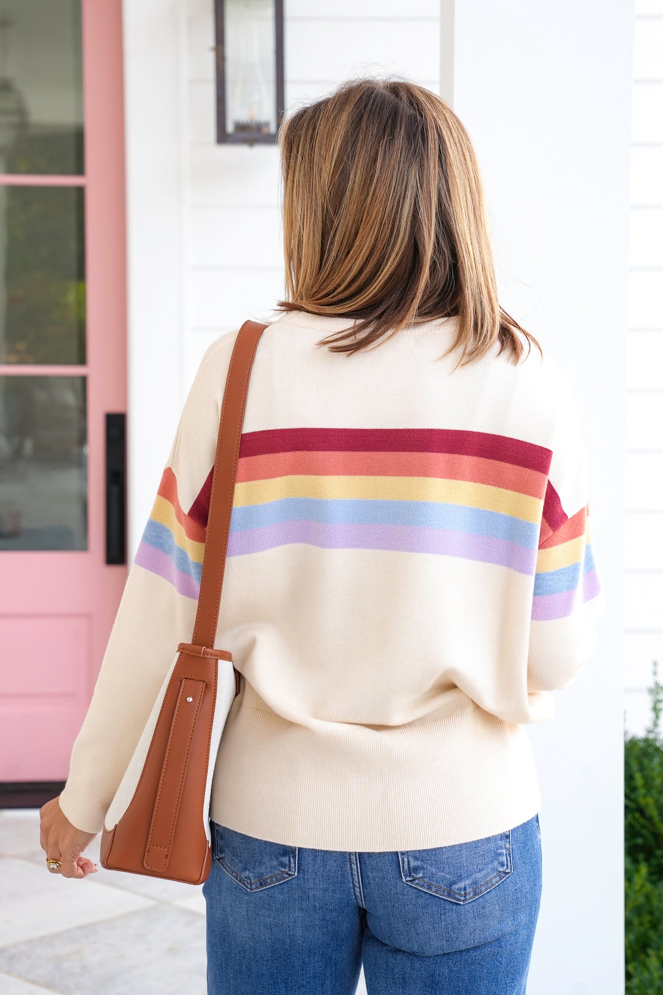 Rainbow Stripe Long Sleeve Pullover Sweater
