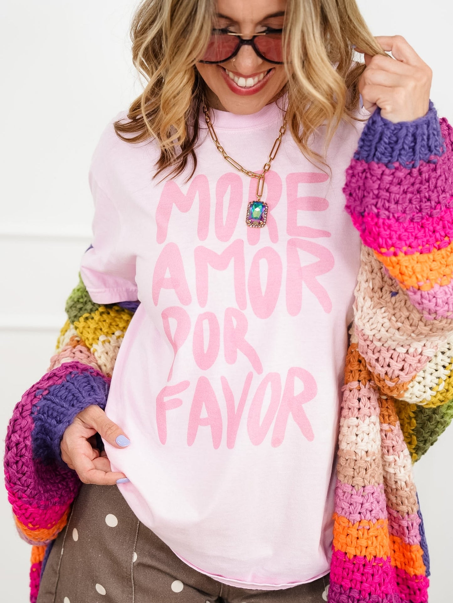 Plus/Reg Short Sleeve "More Amor" Graphic Tee - Freckled Poppy