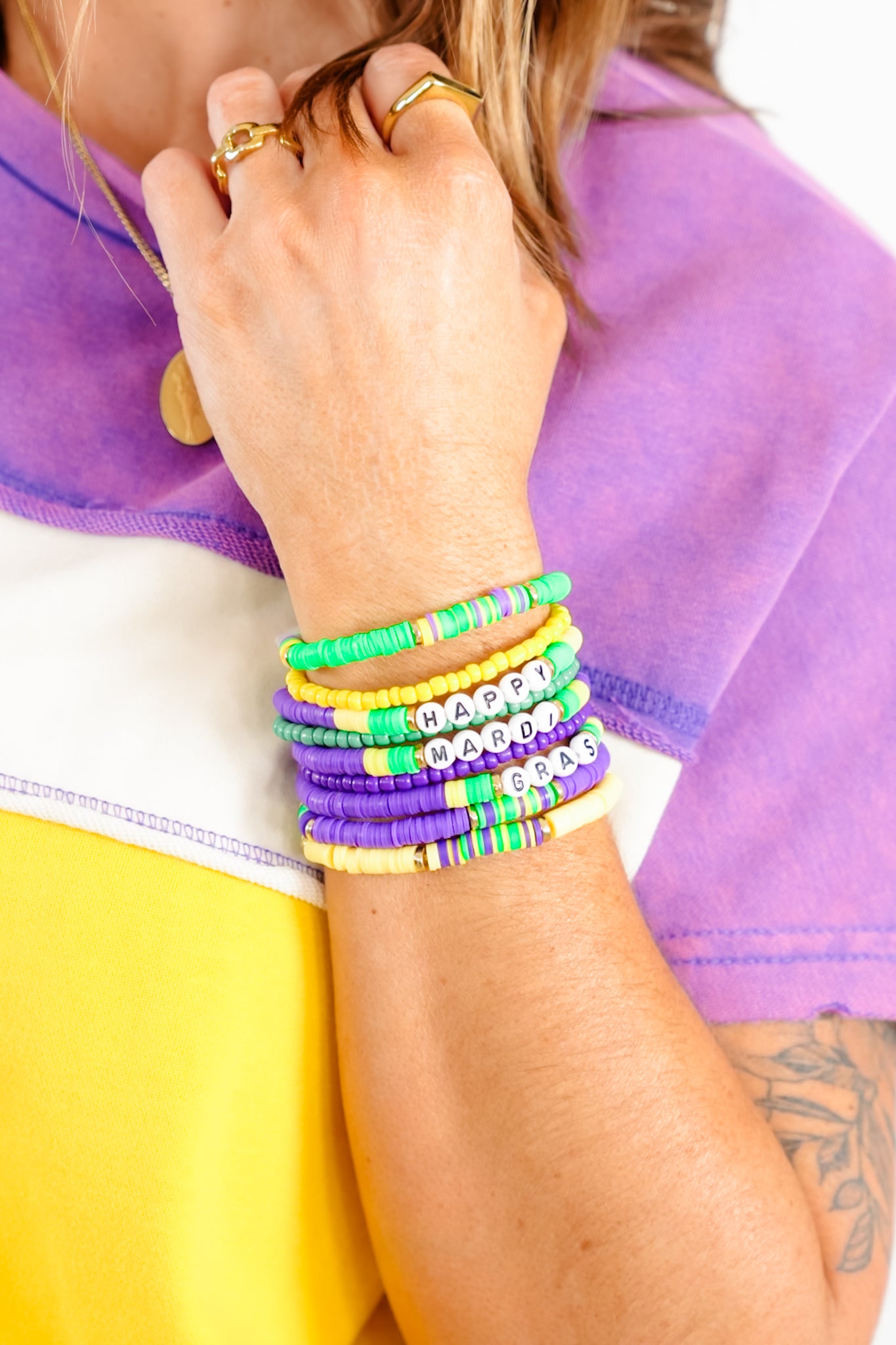 Aapparella Mardi Gras Beaded Bracelet Set