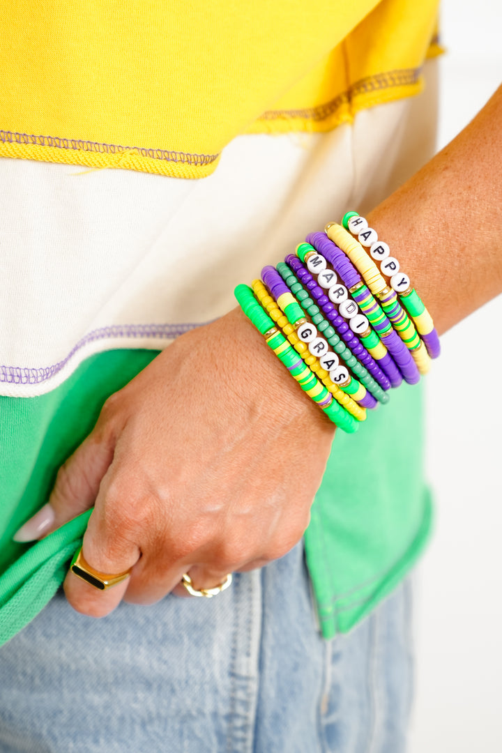 Aapparella Mardi Gras Beaded Bracelet Set