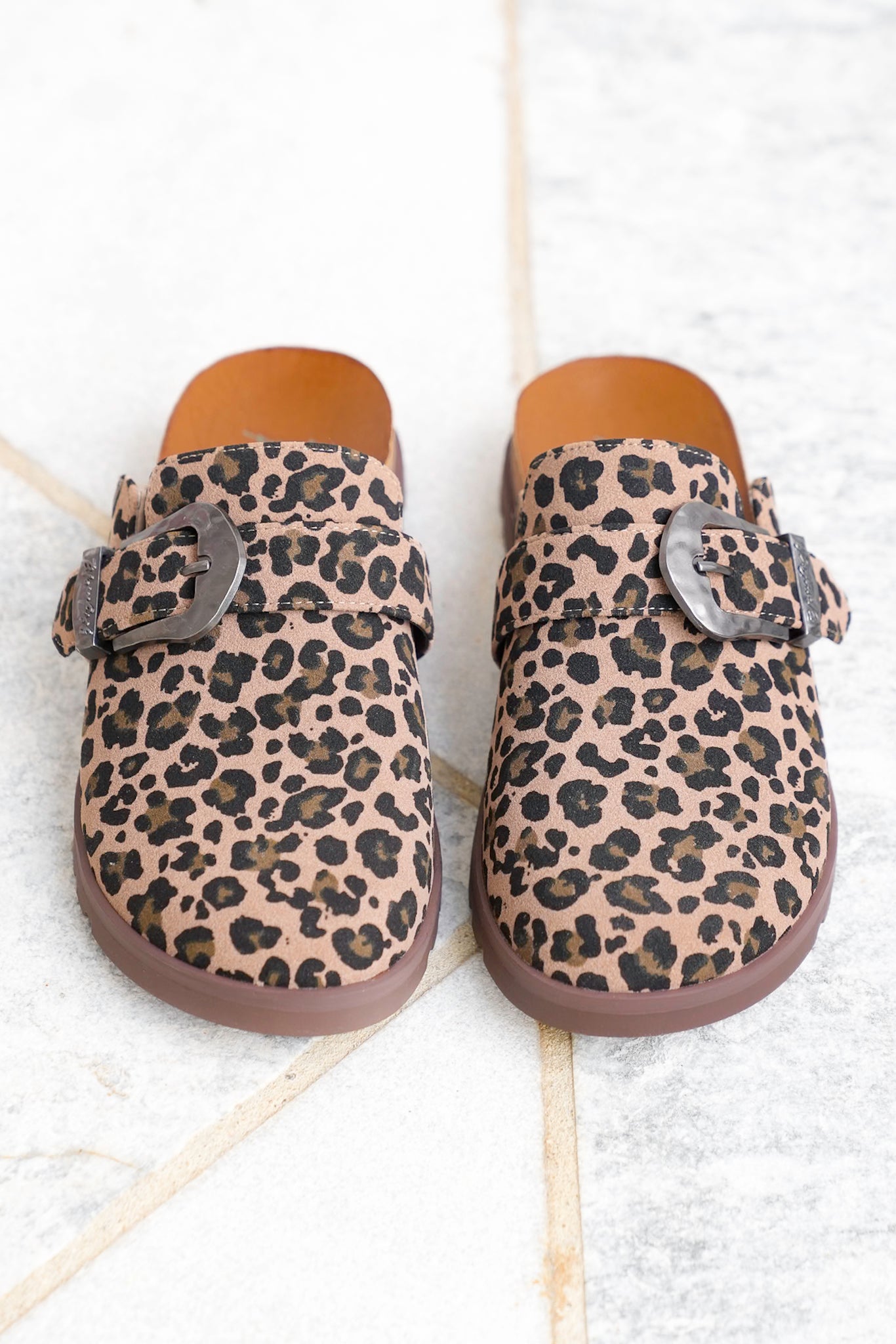 Blowfish Animal Print Slip On Clog Sandals with Buckle