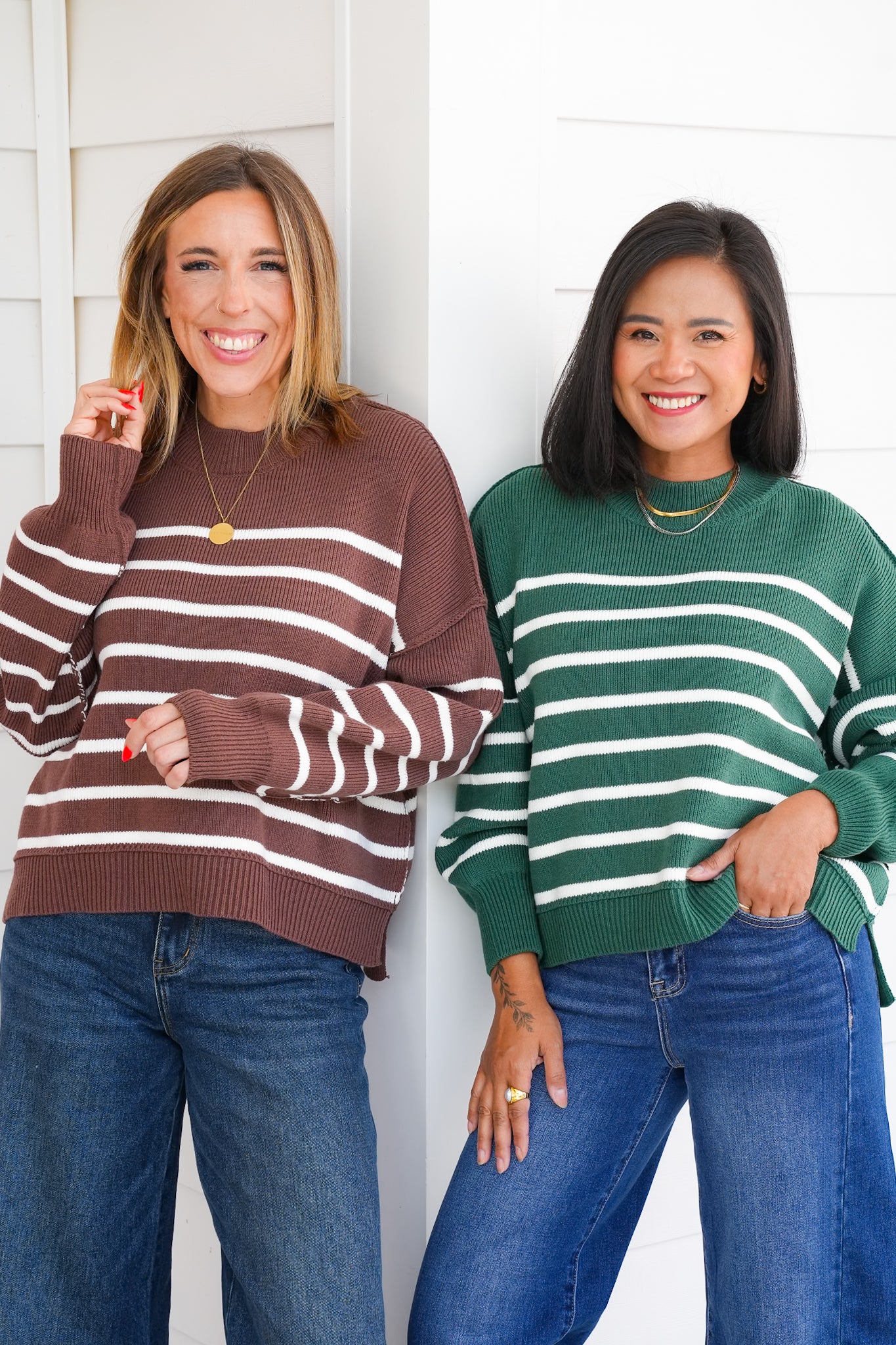 Door Buster! Zenana Exposed Seam Striped Oversized Sweater