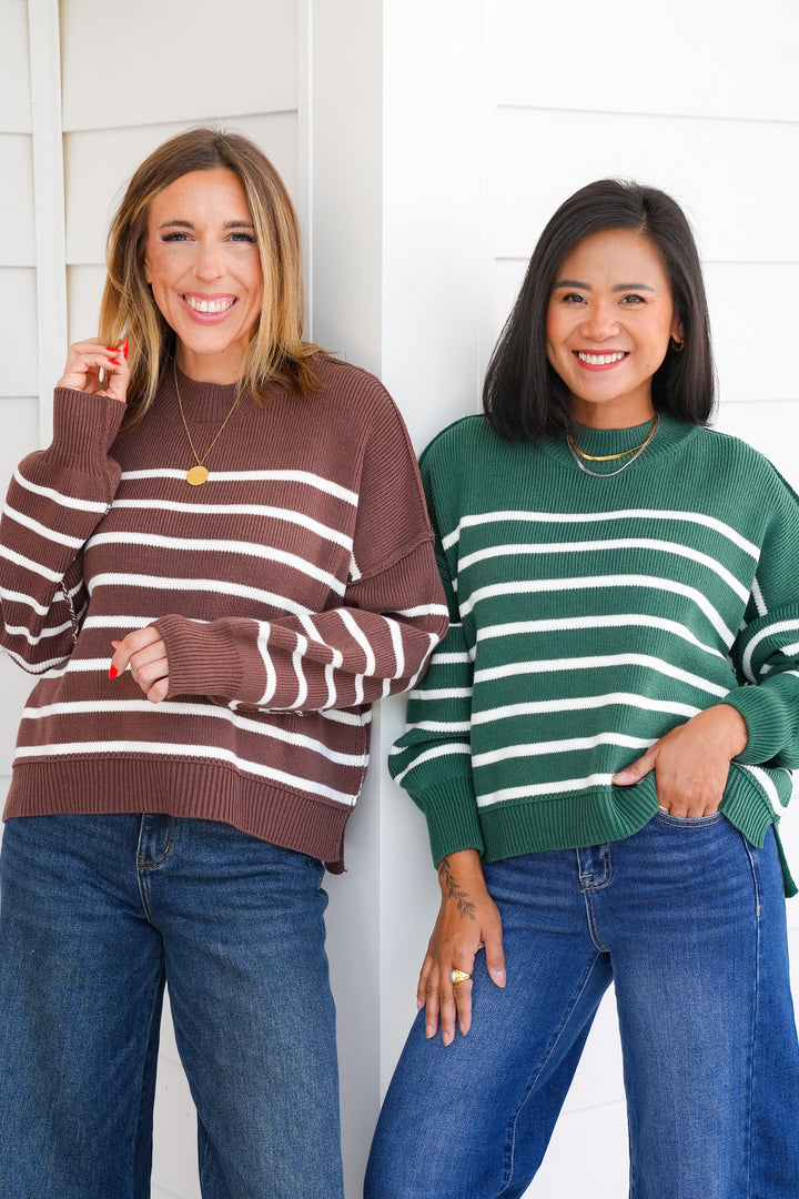 Door Buster! Zenana Exposed Seam Striped Oversized Sweater