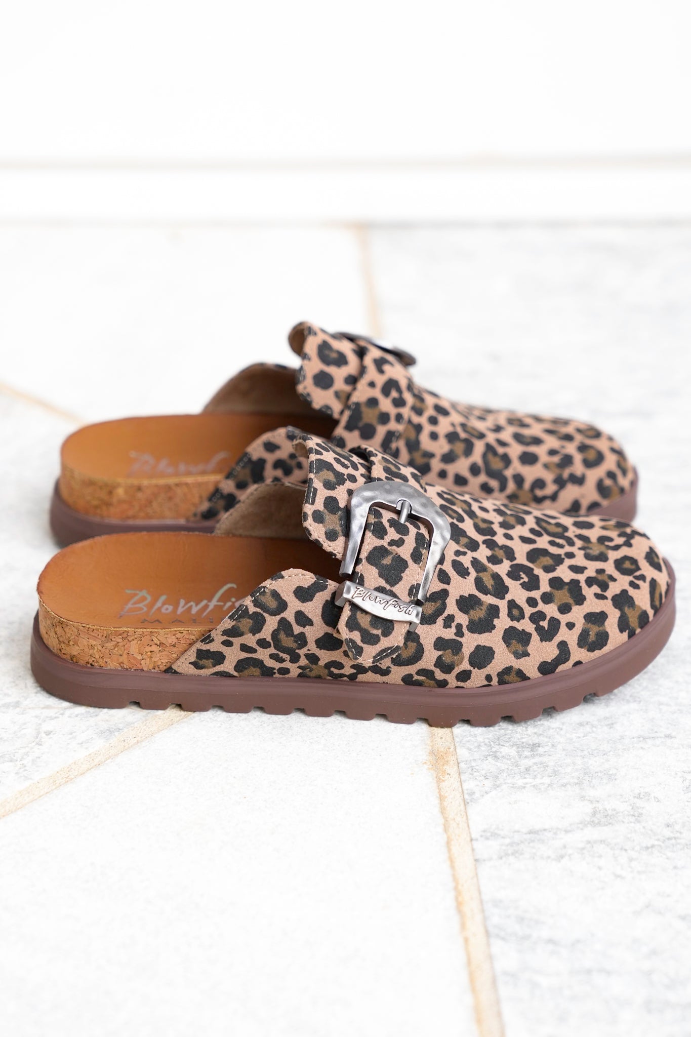 Blowfish Animal Print Slip On Clog Sandals with Buckle