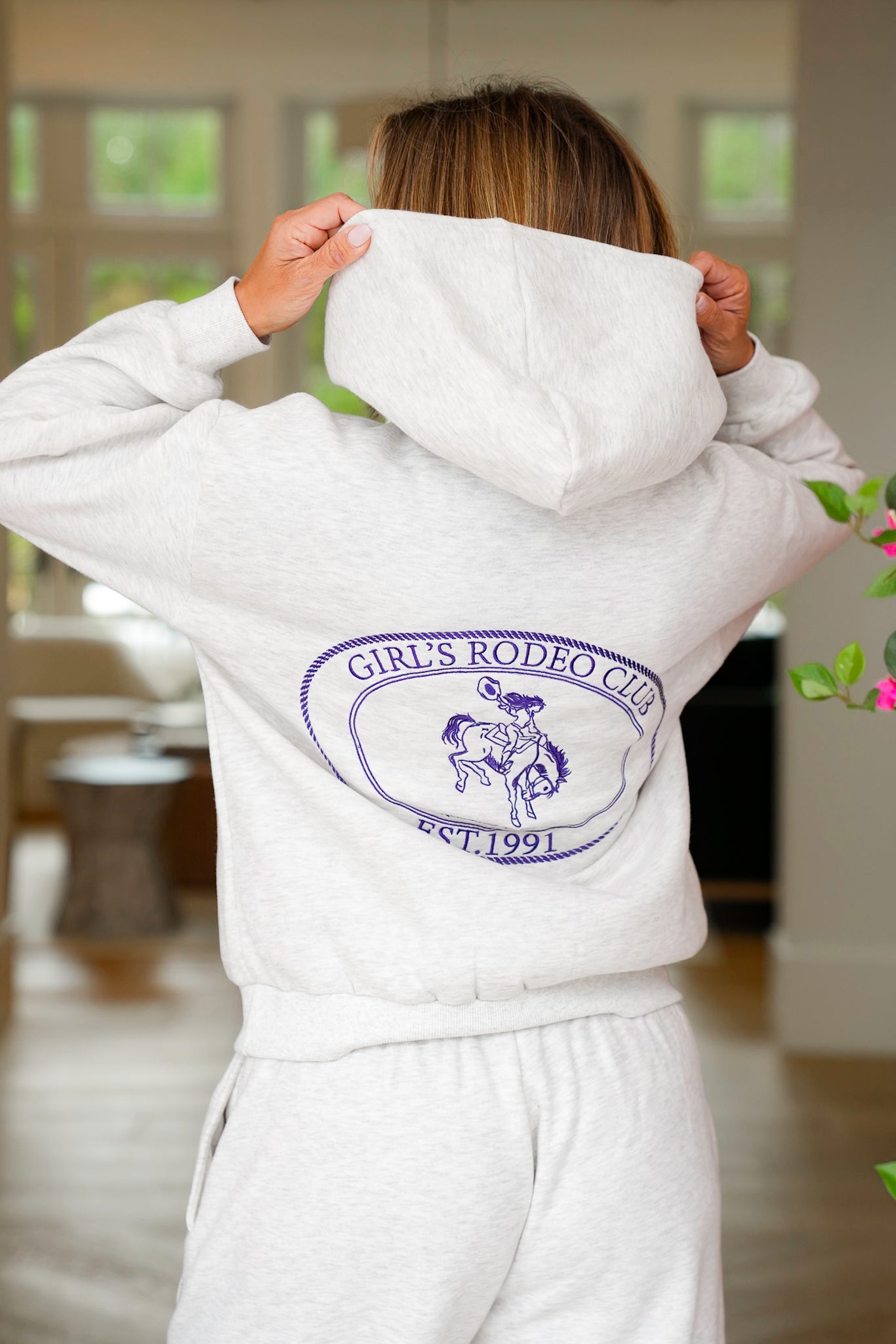 Long Sleeve Embroidered "Girl's Rodeo Club" Hoodie