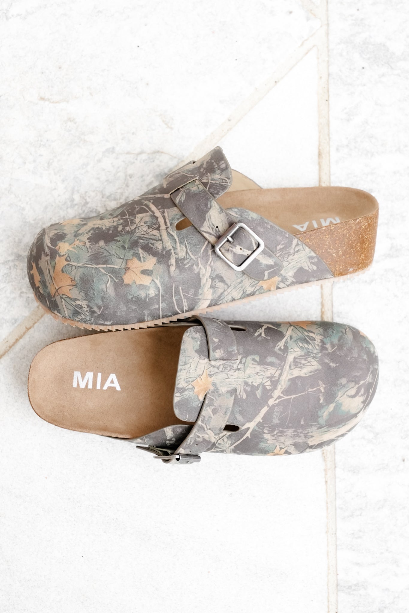 MIA Cork Footbed Clog with Camouflage Textured Upper