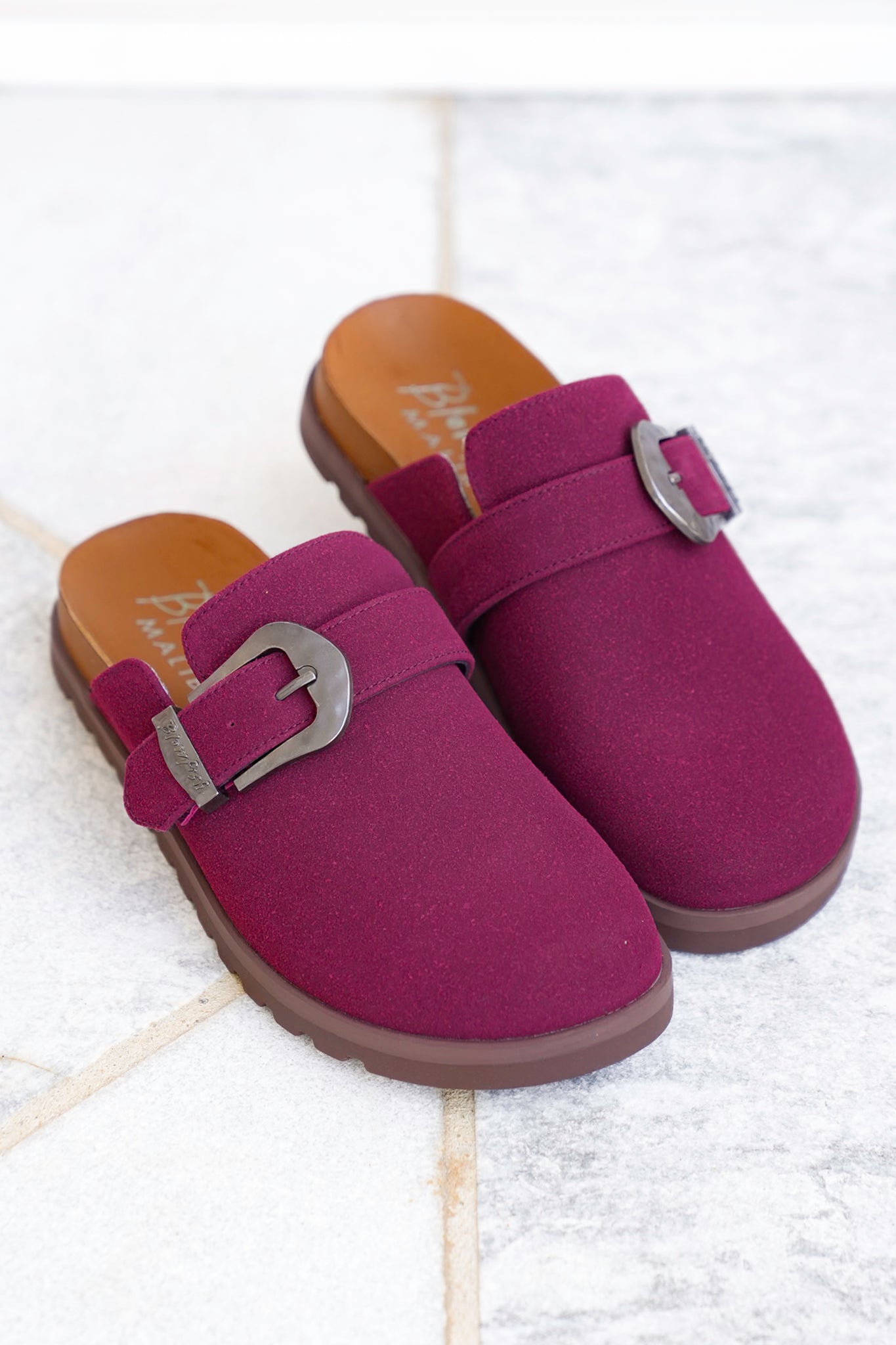 Blowfish Vegan Suede Buckle Slip On Clog