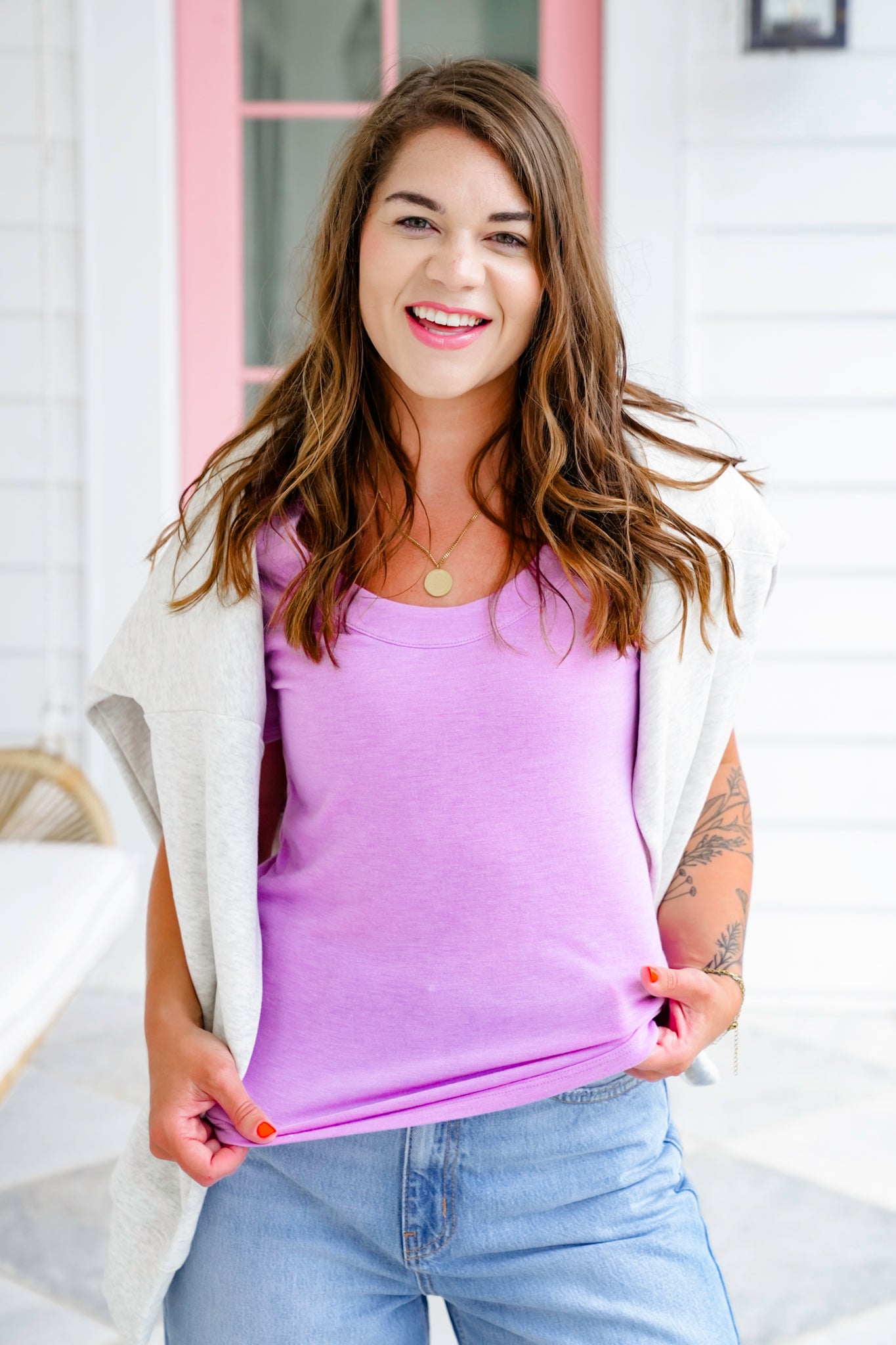 Plus/Reg Short Sleeve Scoop Neck Relax Fit Top