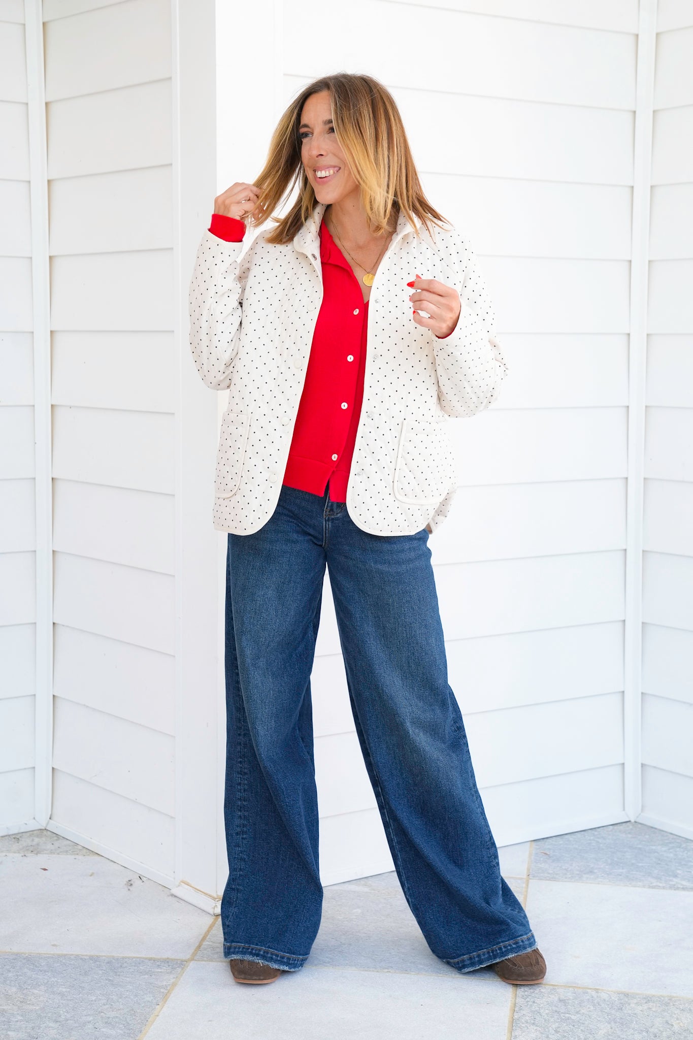 Plus/Reg Red Long Sleeve Button Up Cardigan Sweater