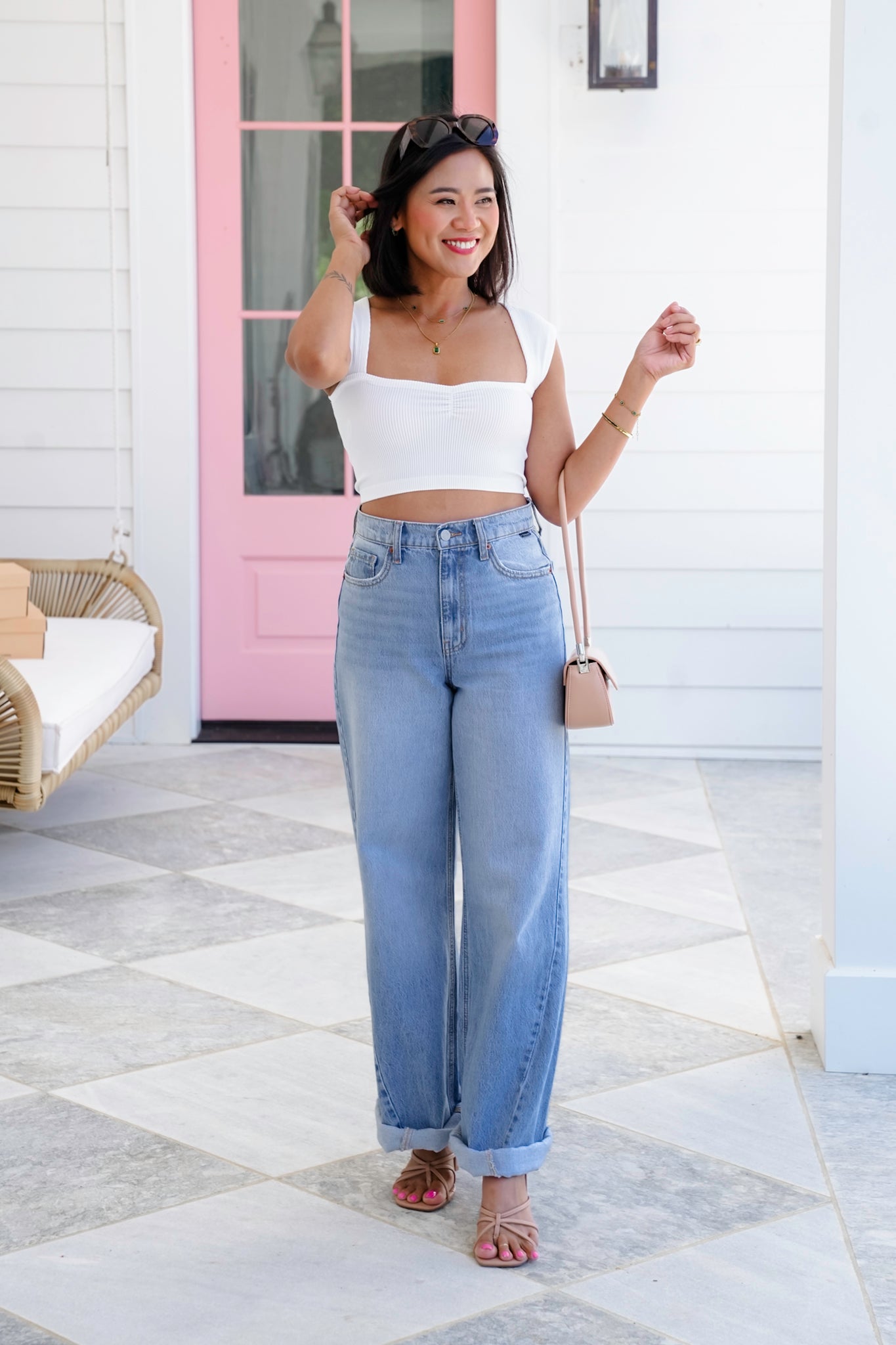 Ribbed Knit Sleeveless Sweetheart Neck Cropped Top